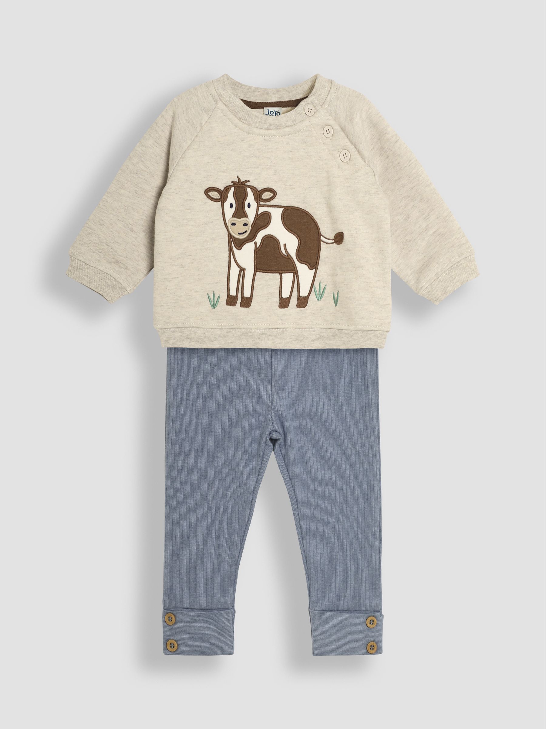 Natural Cow Sweatshirt & Rib Leggings Set