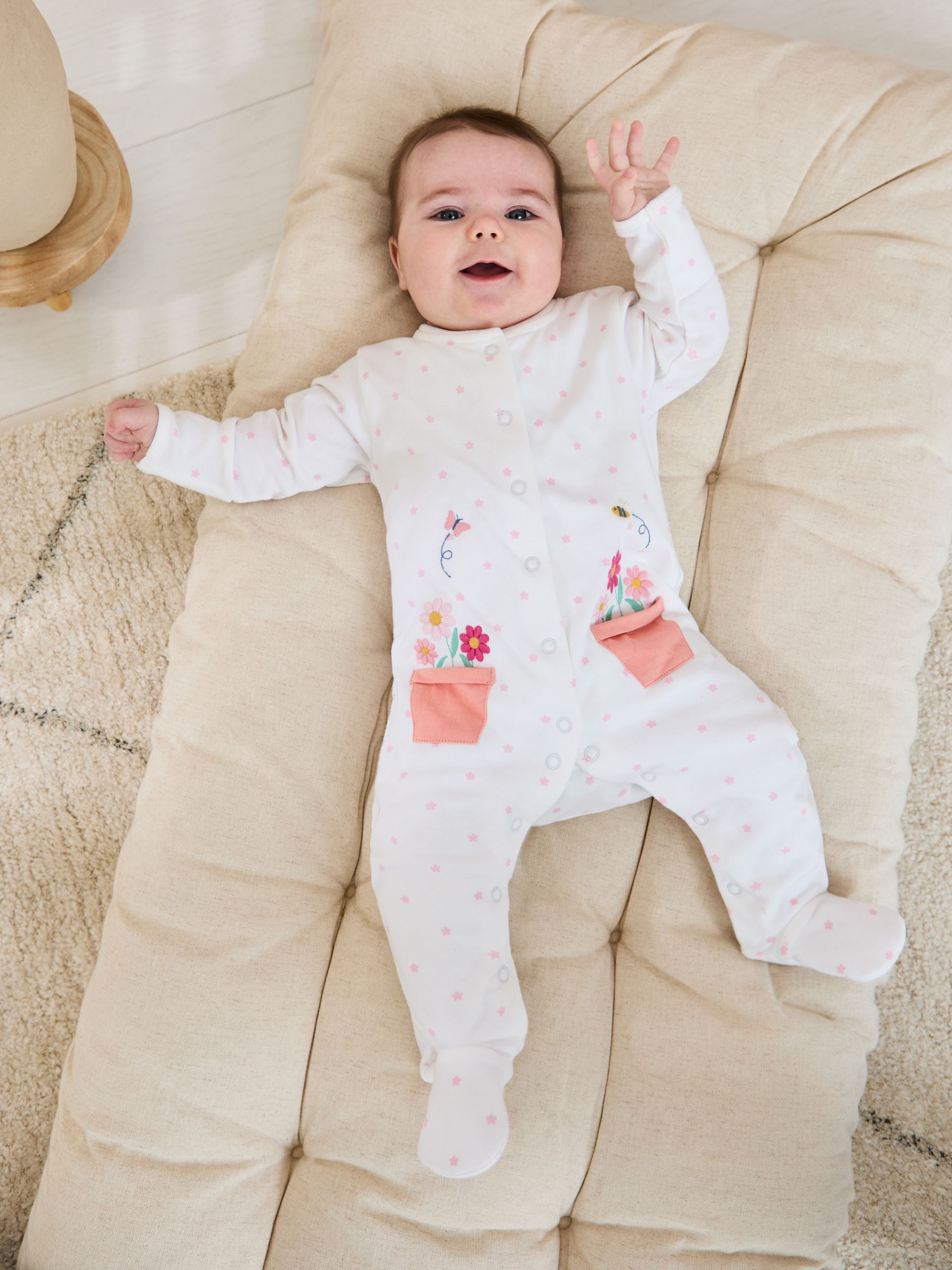 White Footed Embroidered Sleepsuit