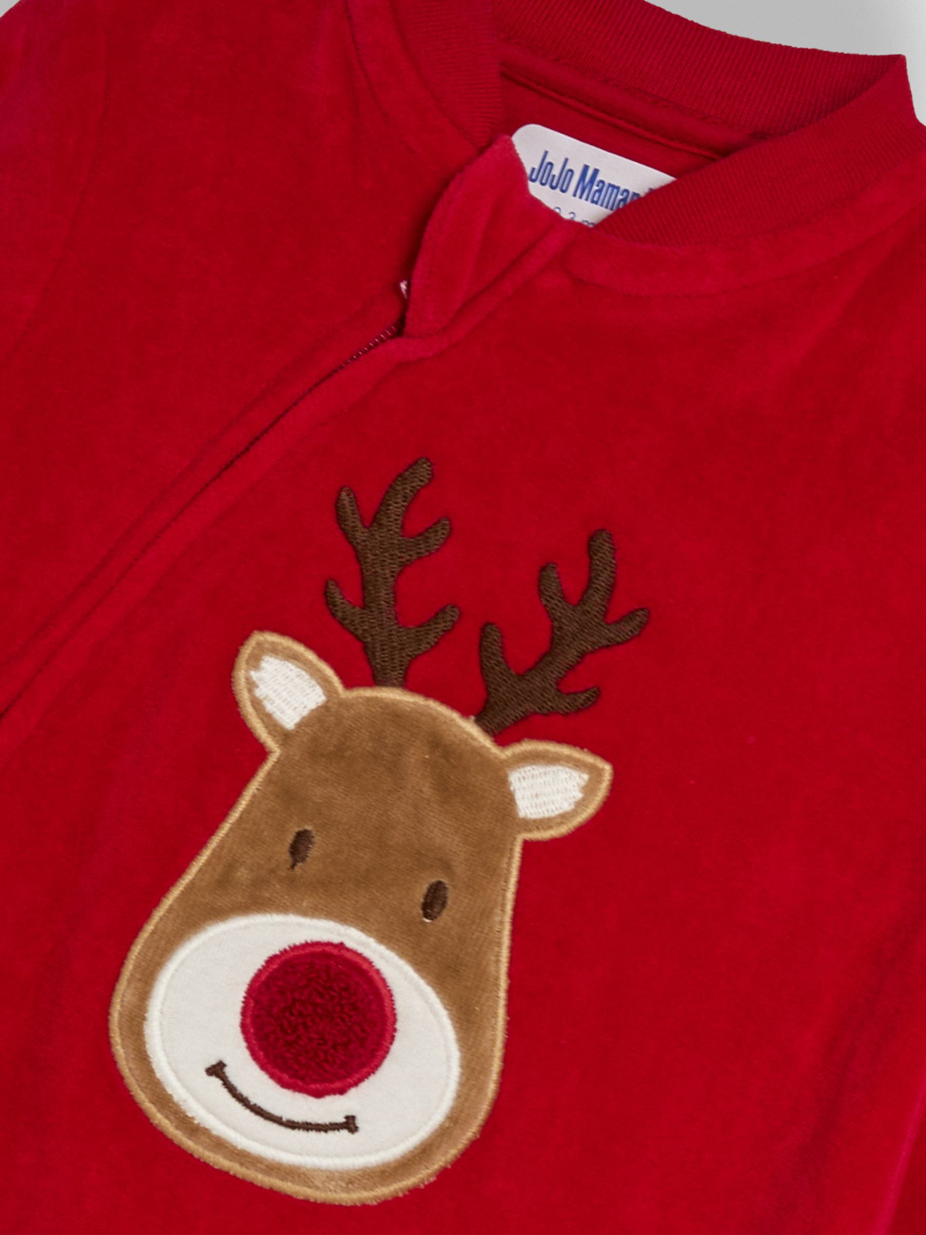 Red Reindeer Reindeer Appliqué 100% Cotton Sleepsuit
