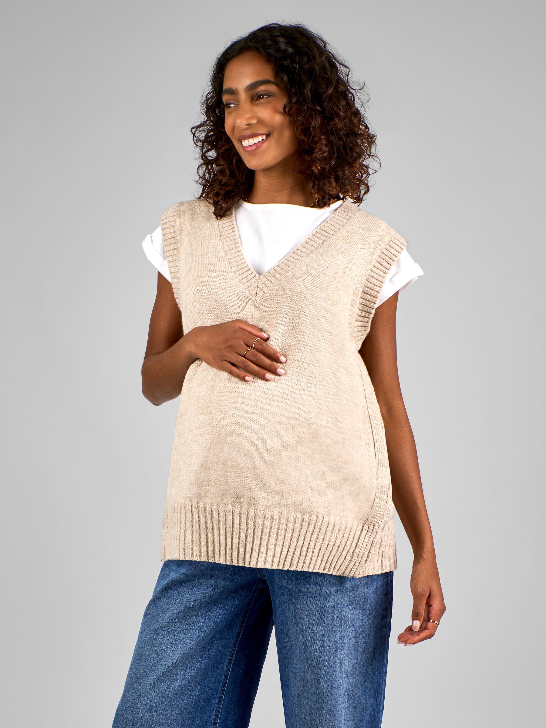 Cream Maternity Tabard Jumper