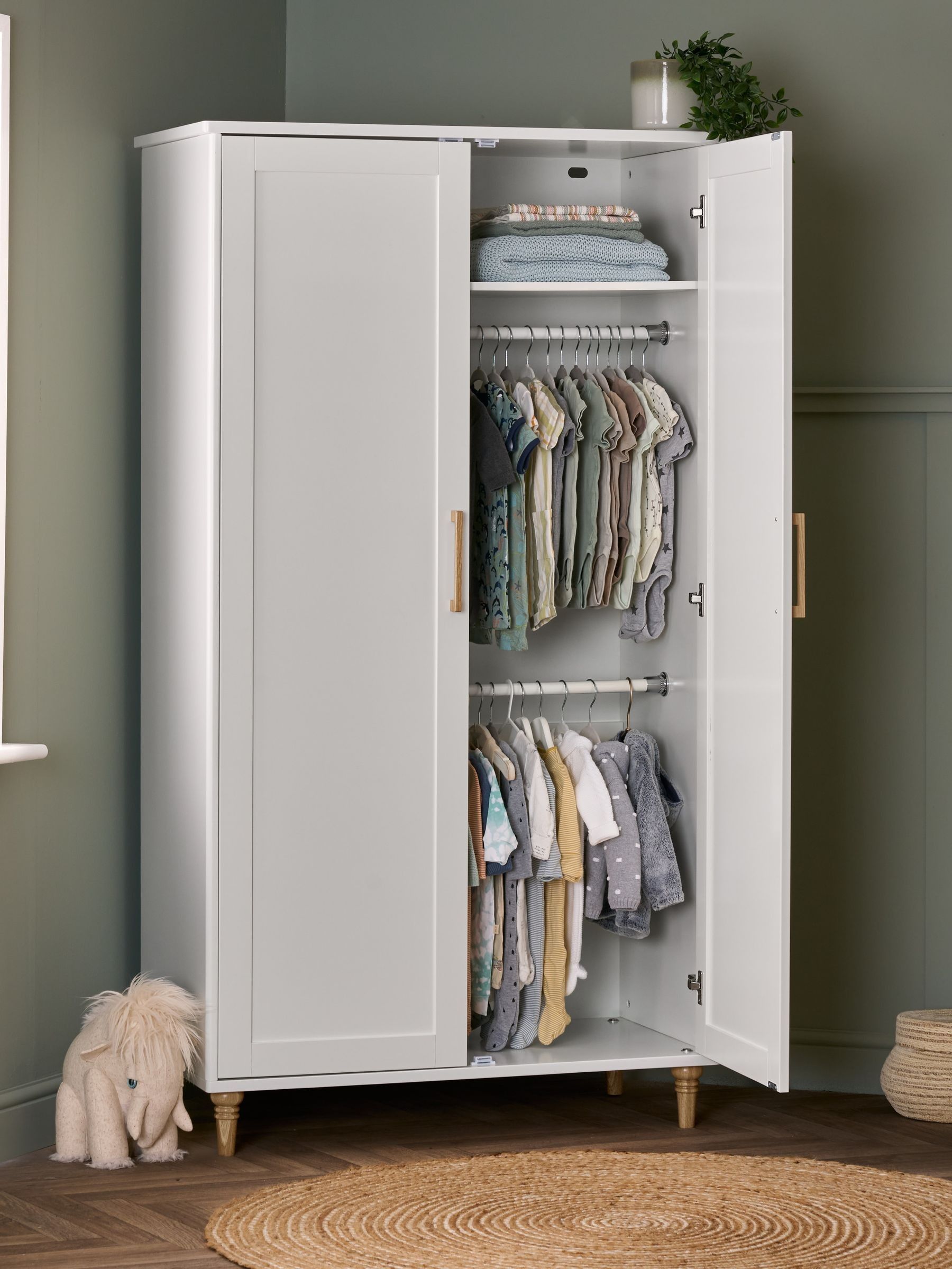 Obaby White Orla Nursery Double Wardrobe
