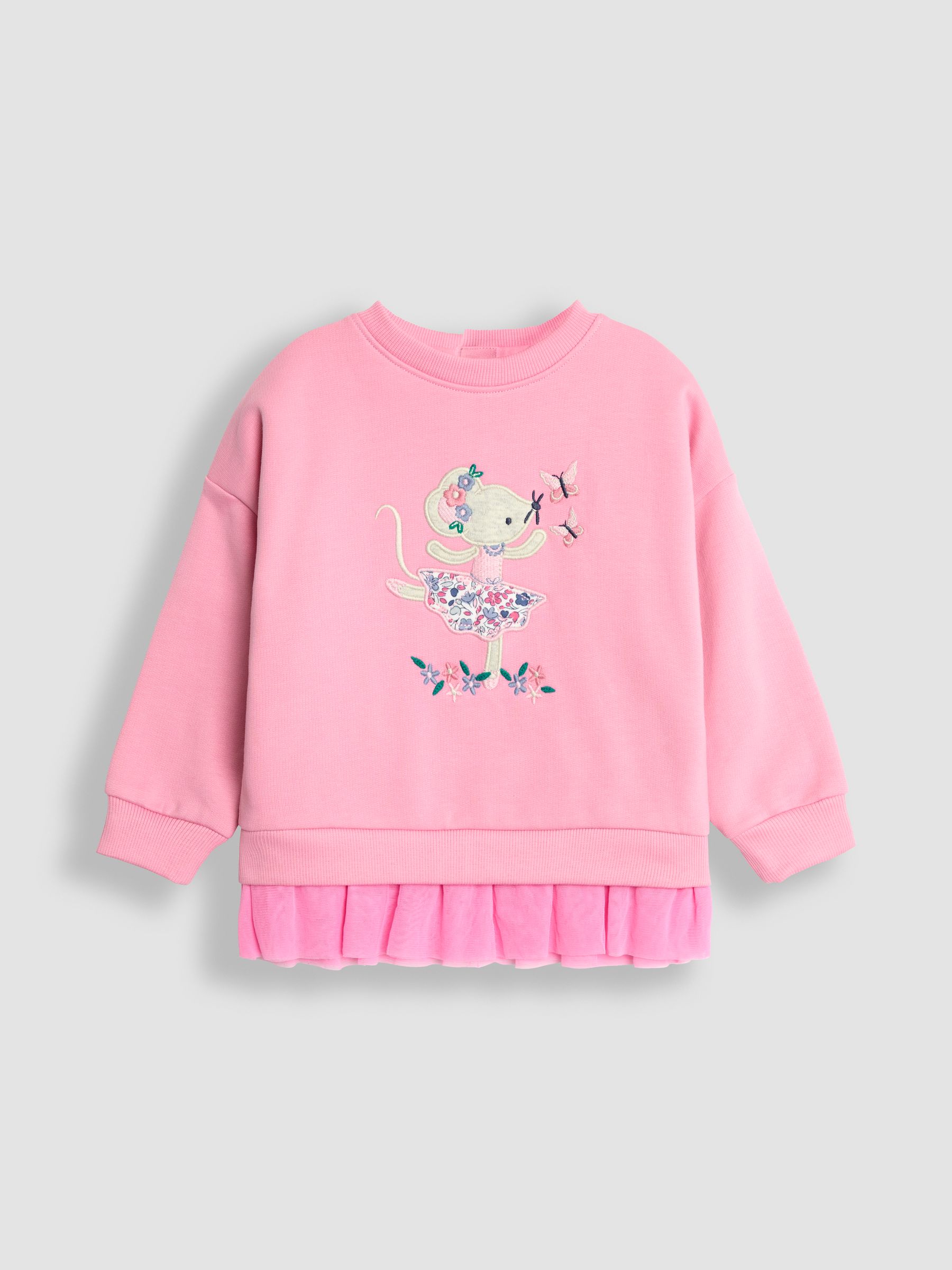 Rose Pink Mouse Appliqué Tulle Frill Sweatshirt
