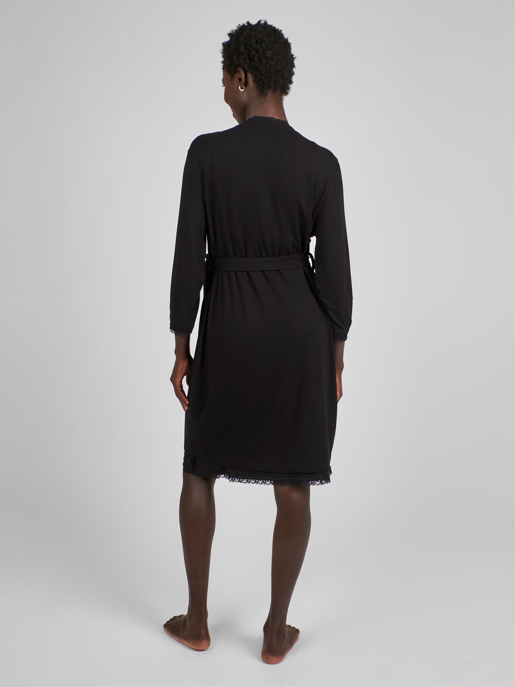 Black Maternity Lace Robe