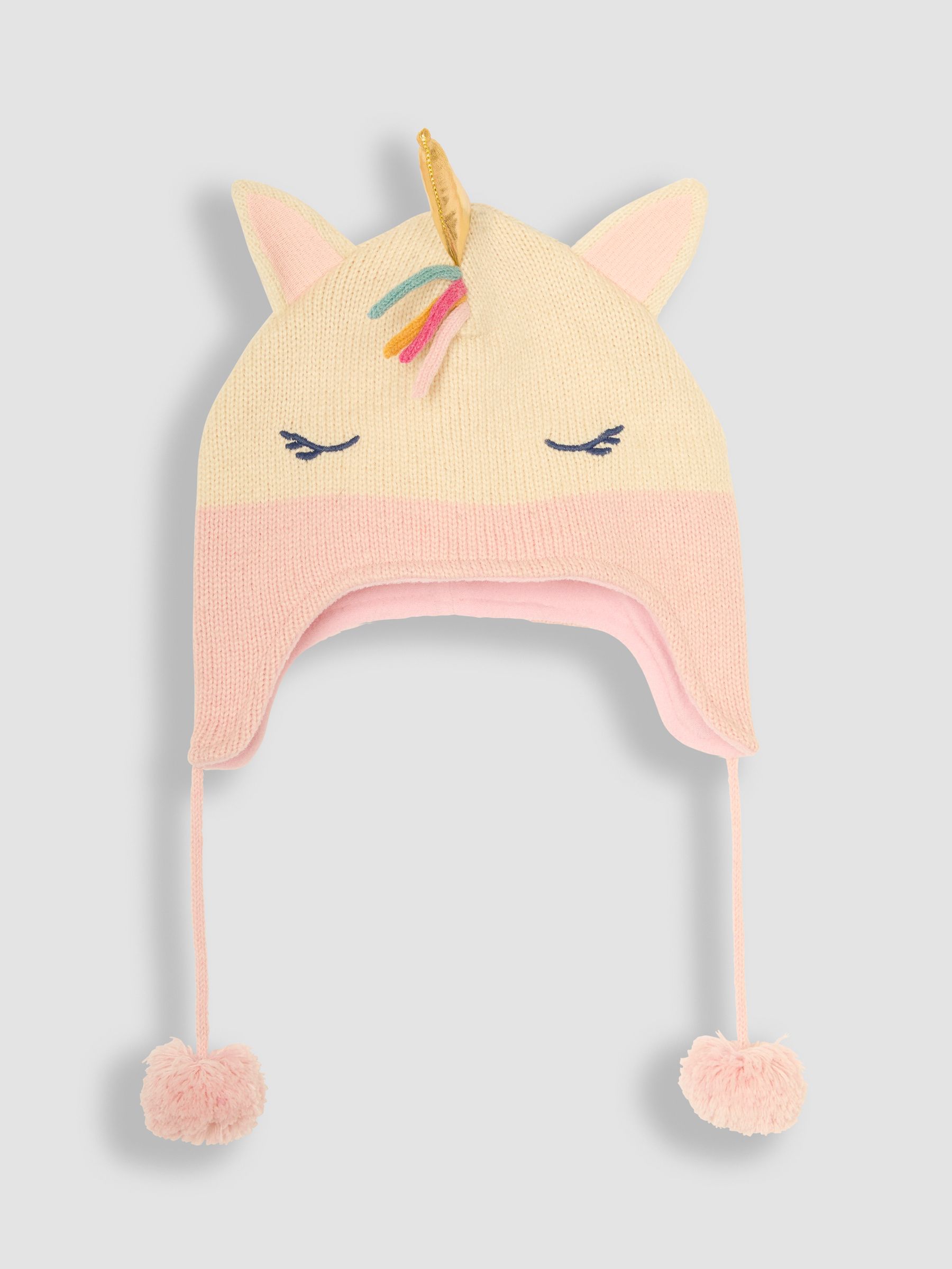Cream Unicorn Pom Pom Hat