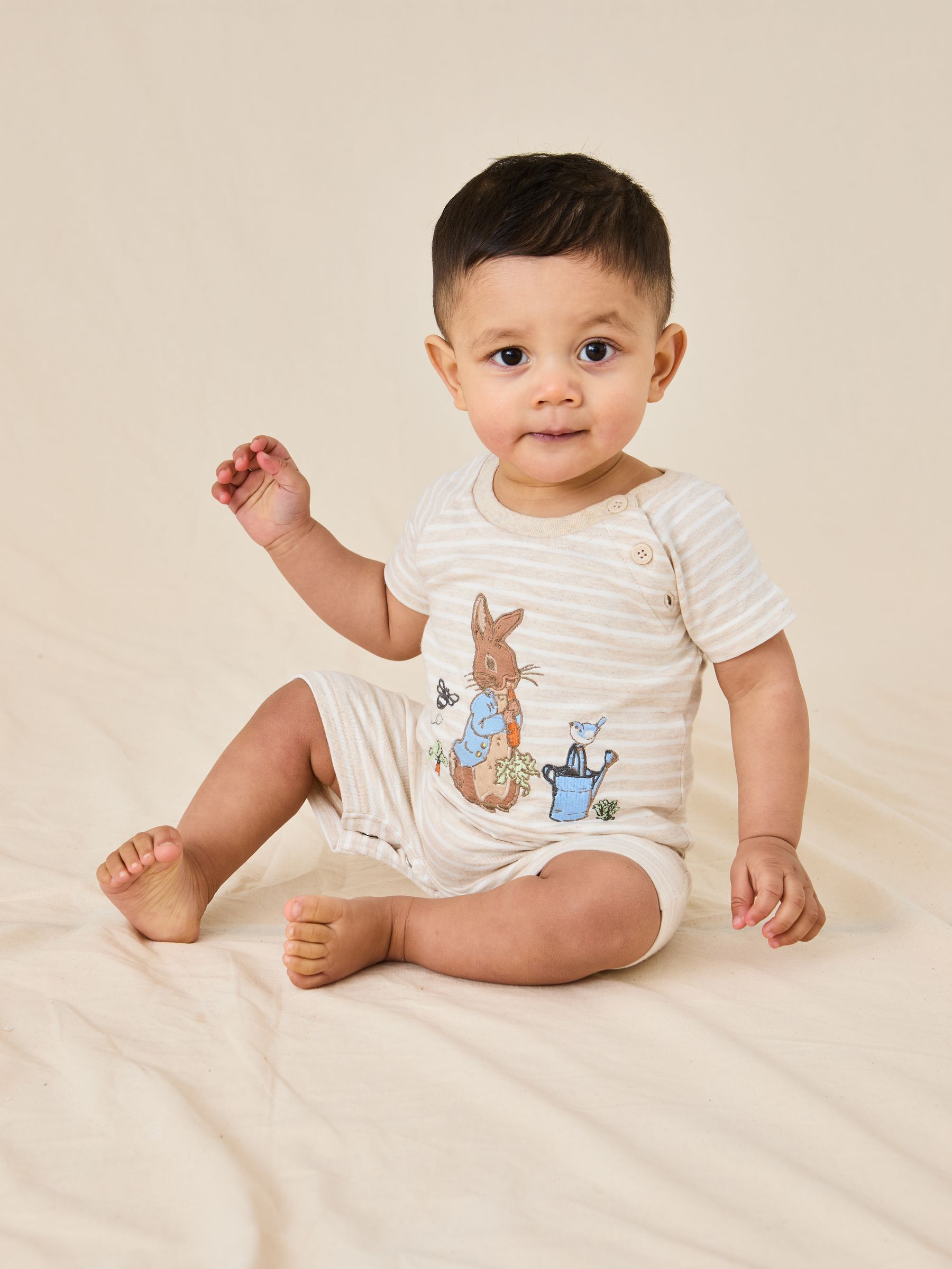 Stone Peter Rabbit™ Appliqué 100% Cotton Romper