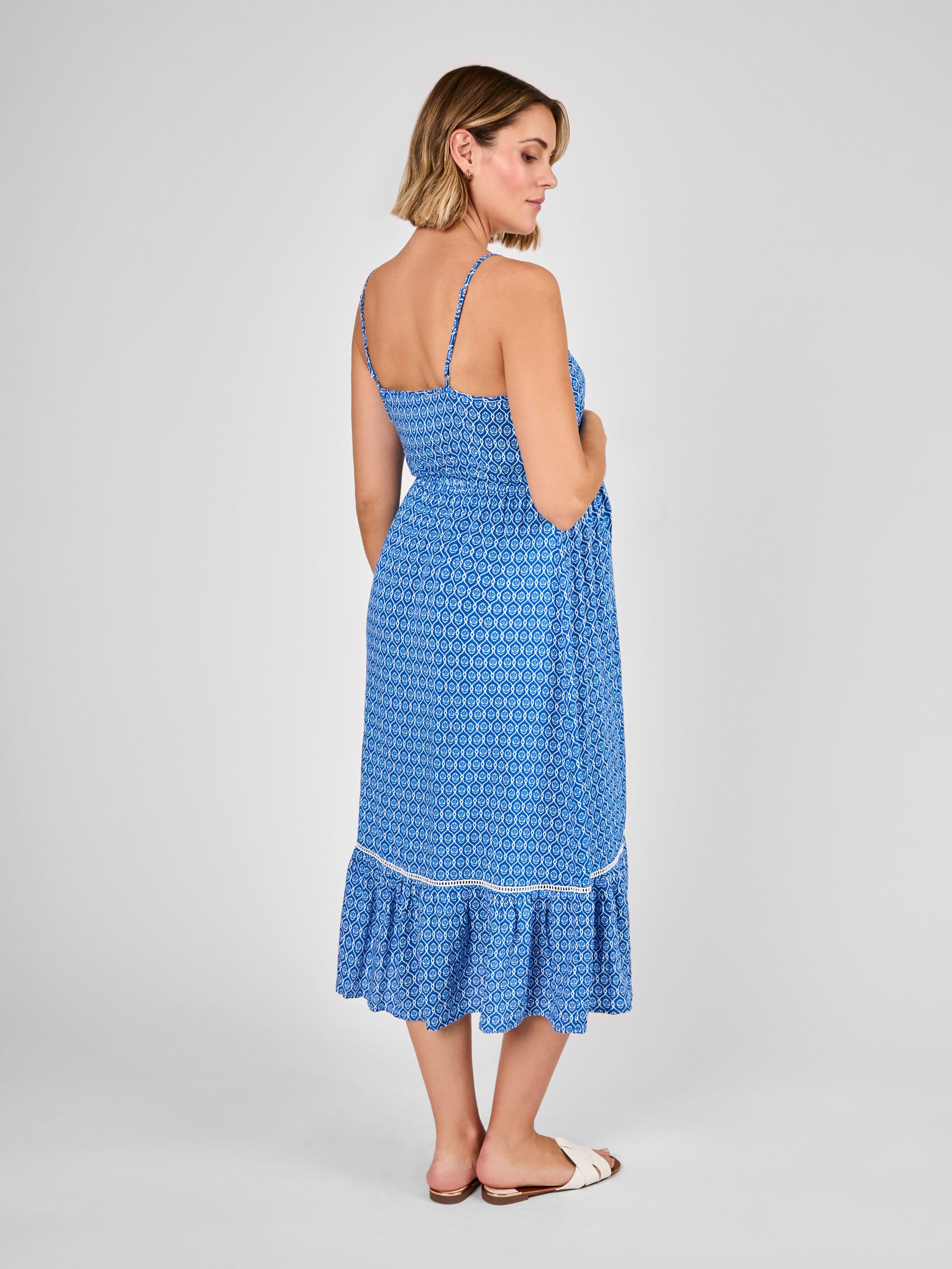 Blue Floral Maternity Midi Dress
