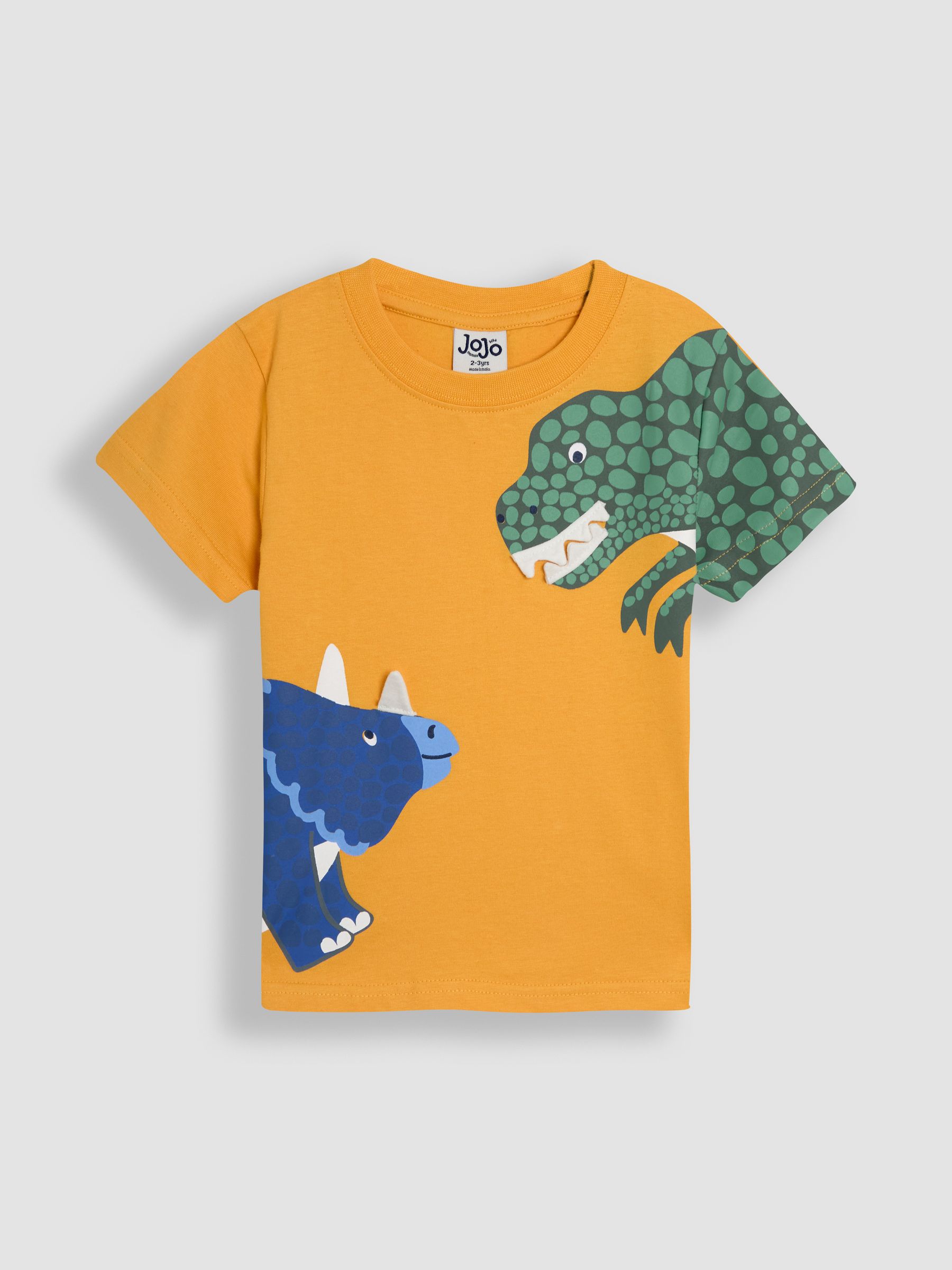 Mustard Dinosaur Printed 100% Cotton T-Shirt