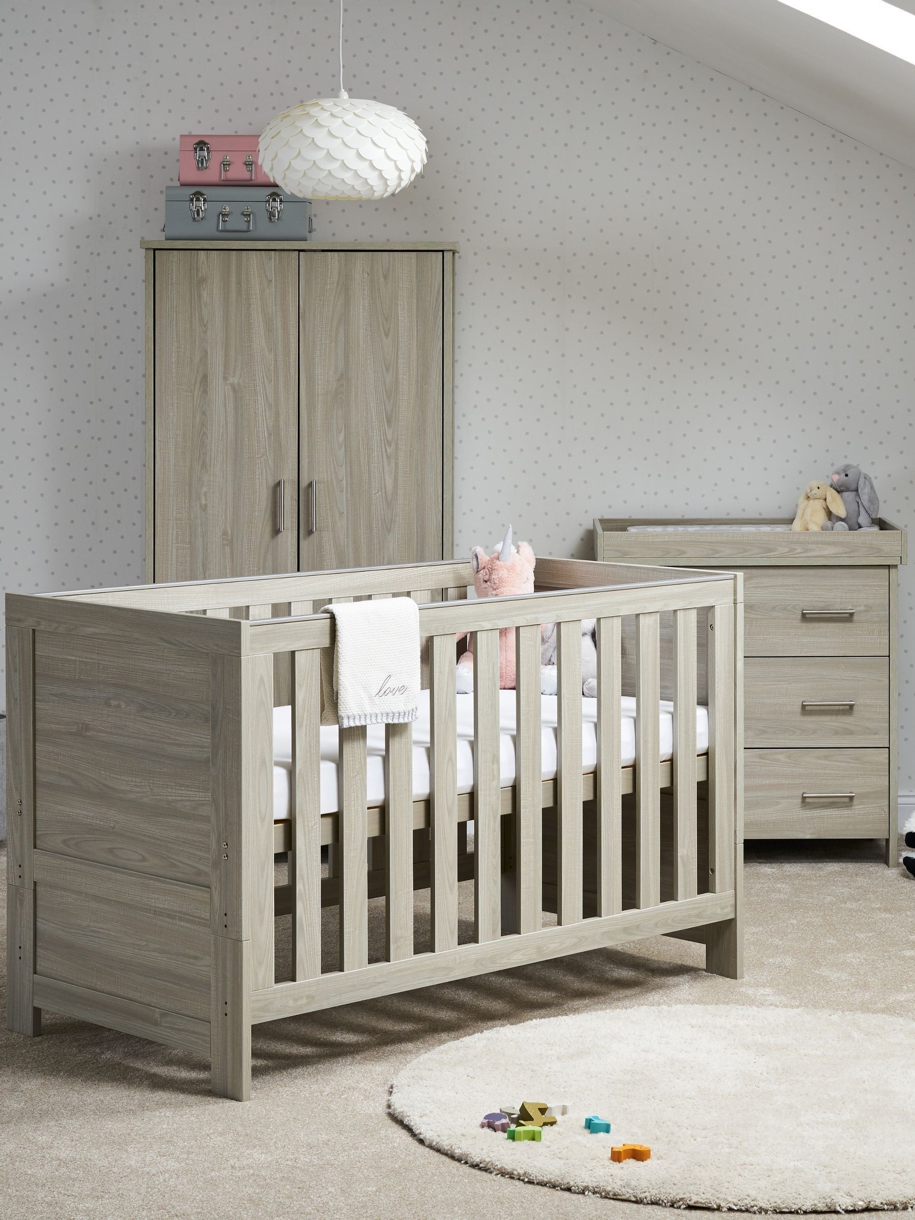 Obaby Grey Wash Nika Nursery Furniture Set 3 Piece