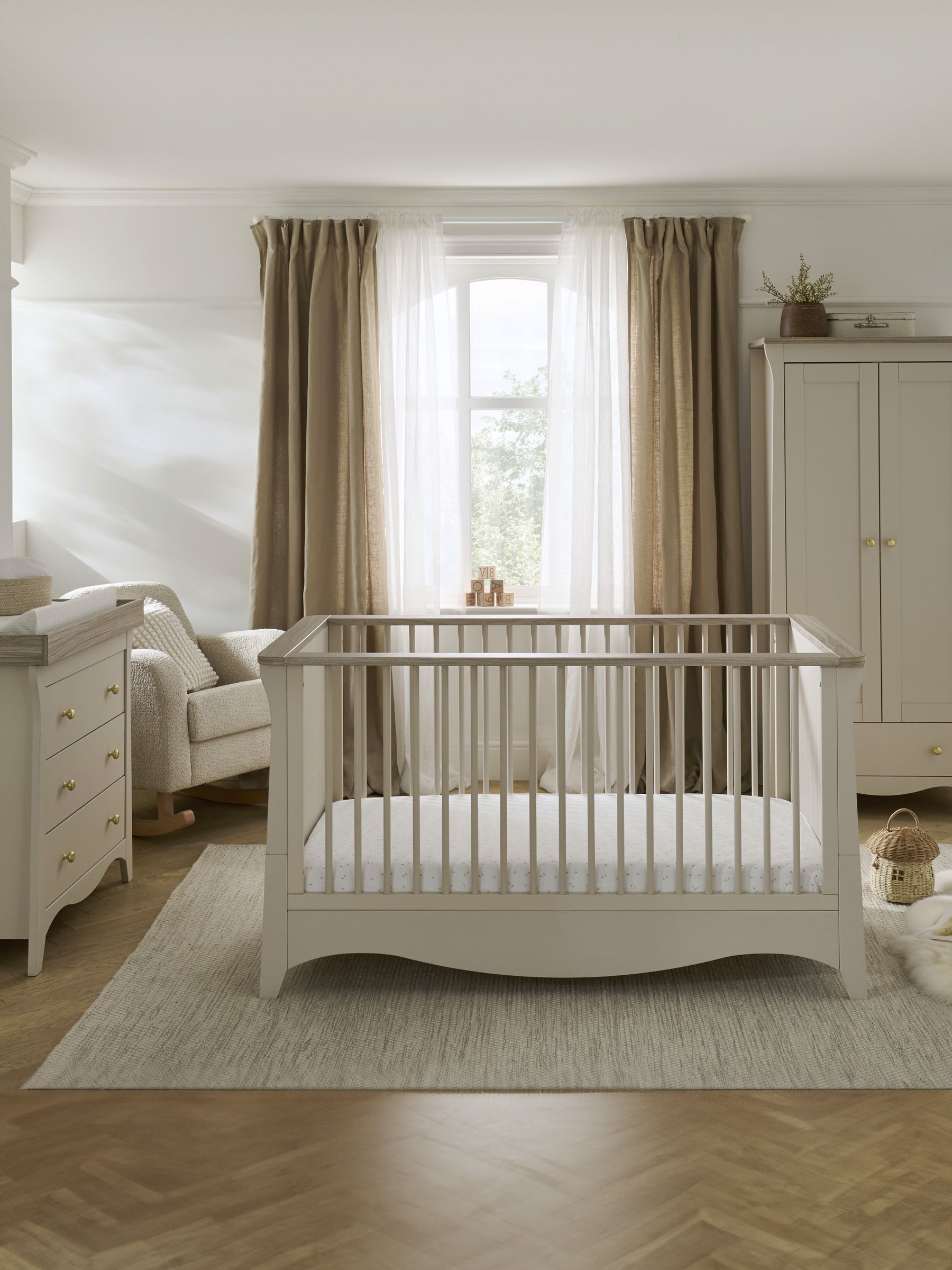 CuddleCo 3 Piece Cream Cashmere Clara Nursery Furniture Set