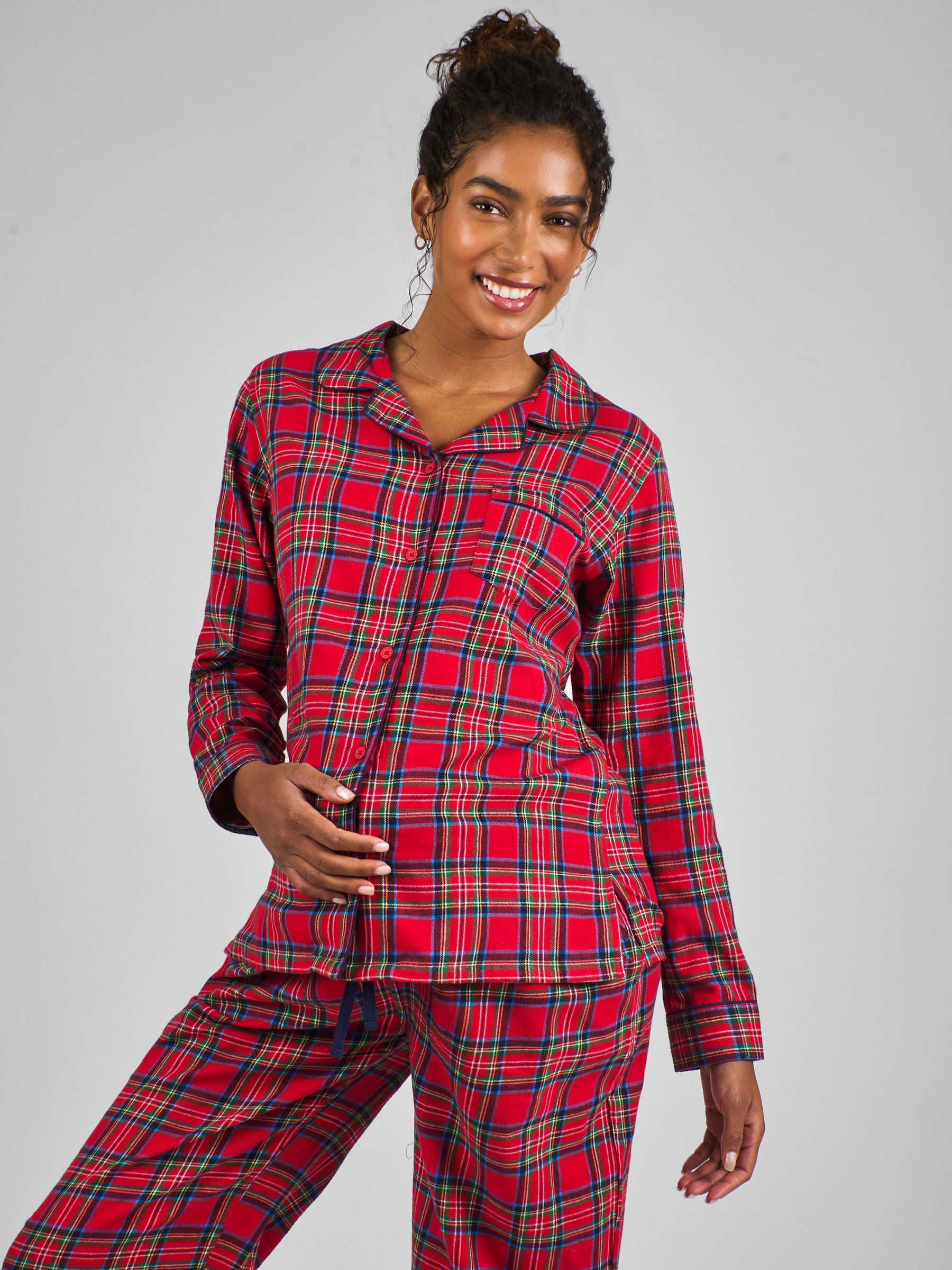 Red Maternity Check Woven Pyjamas Set