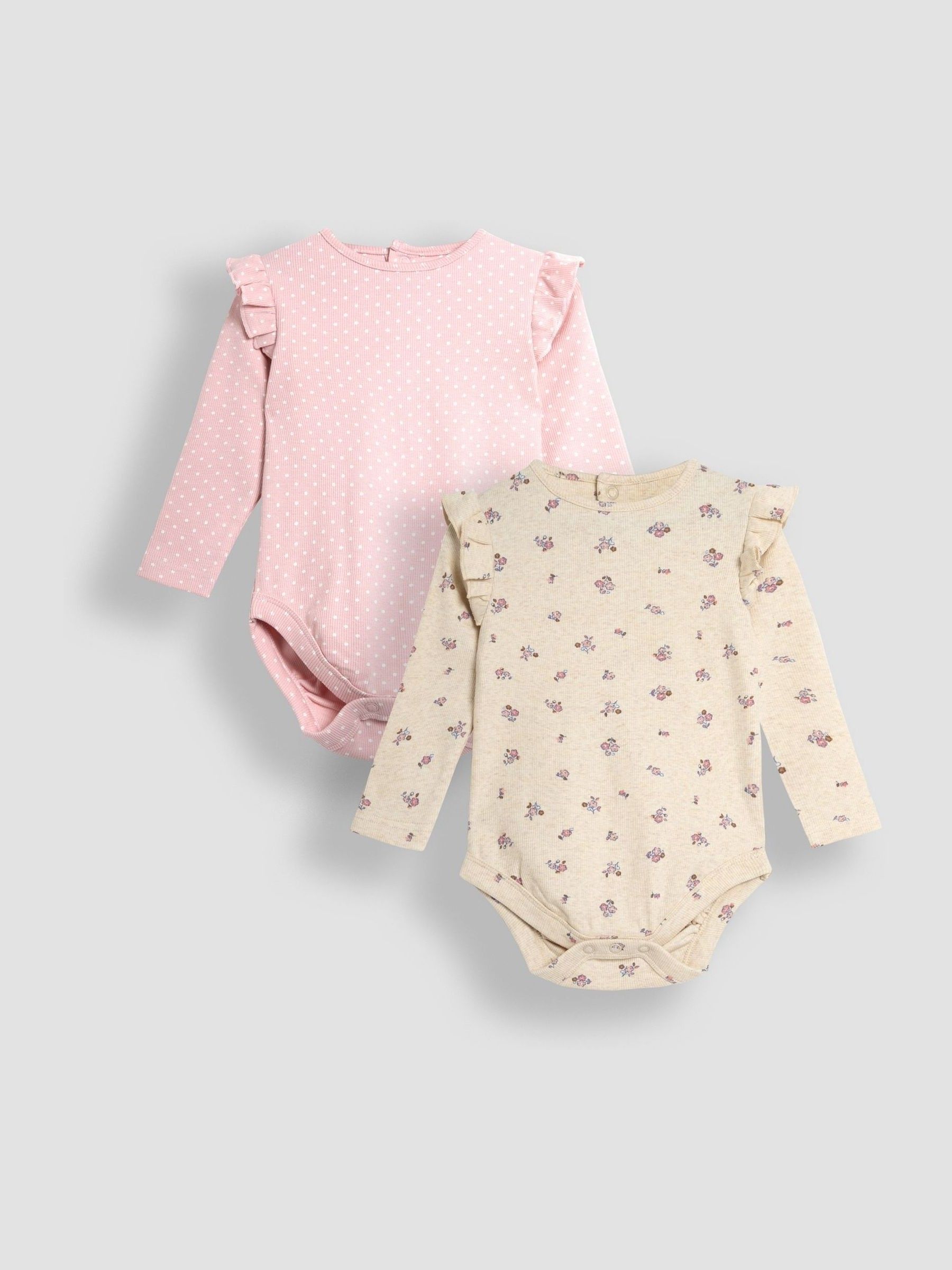 Pink Floral & Spot Round Neck Rib Bodies 2 Pack