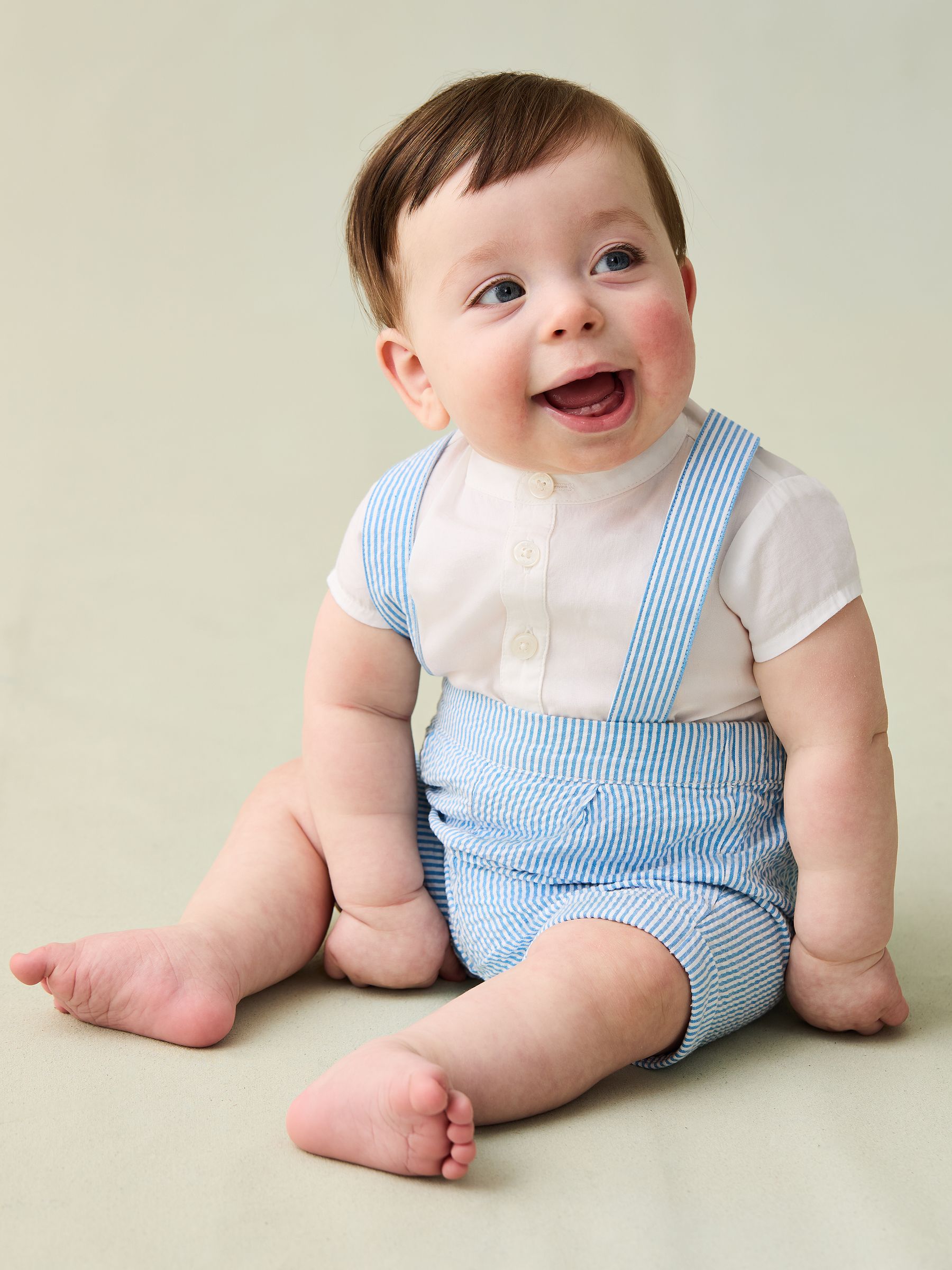 Blue 2-Piece Grandad Shirt & Shorts Set