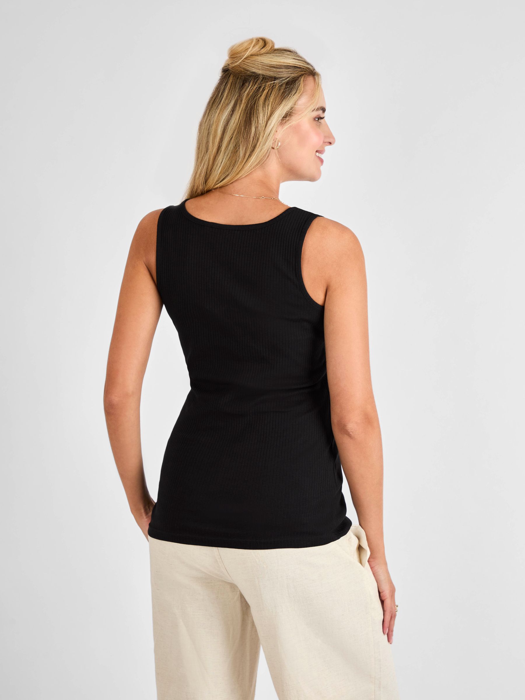Black Cream Stripe Ribbed Maternity & Nursing Vest