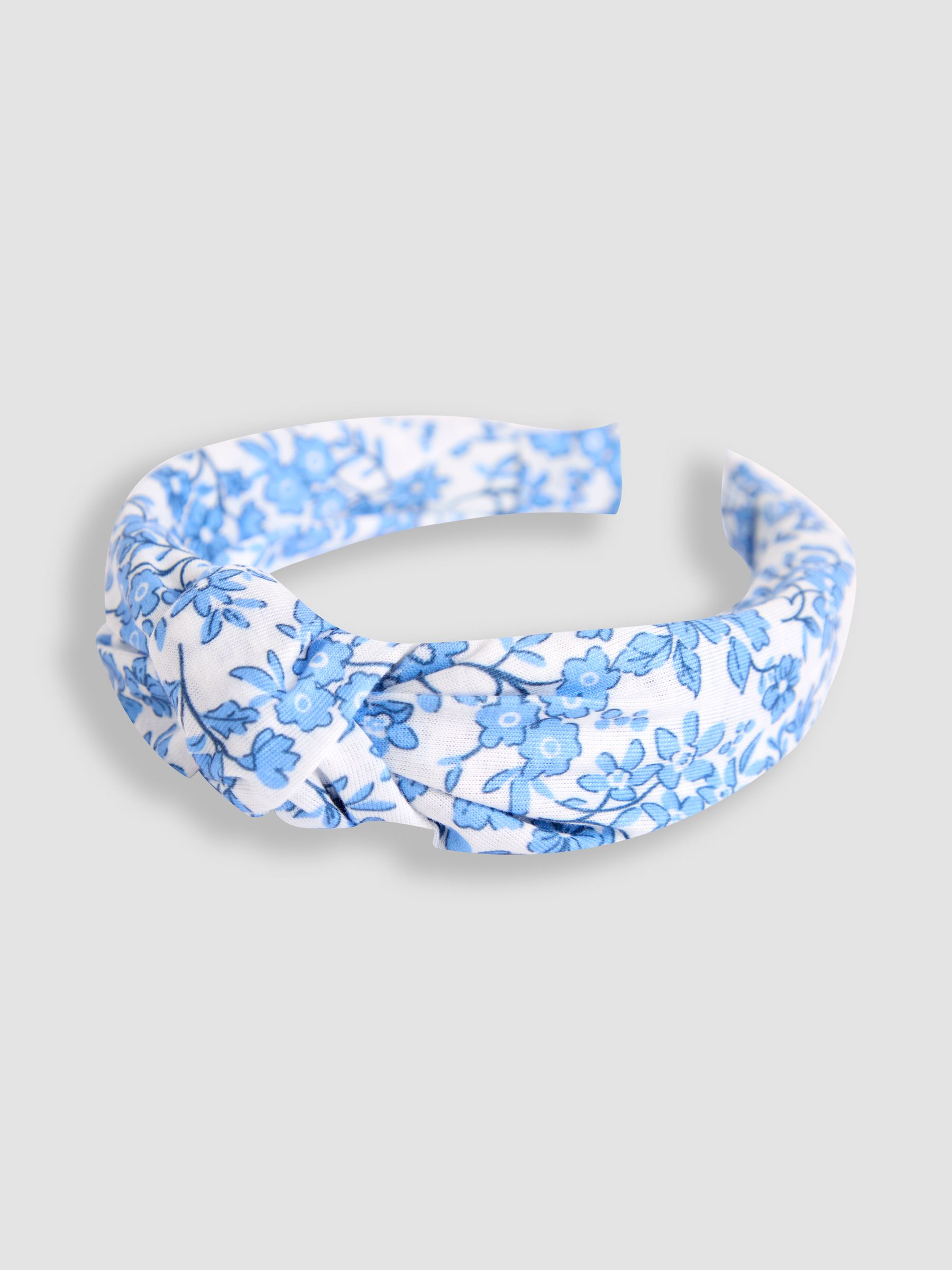 Blue Floral Print Knot Headband