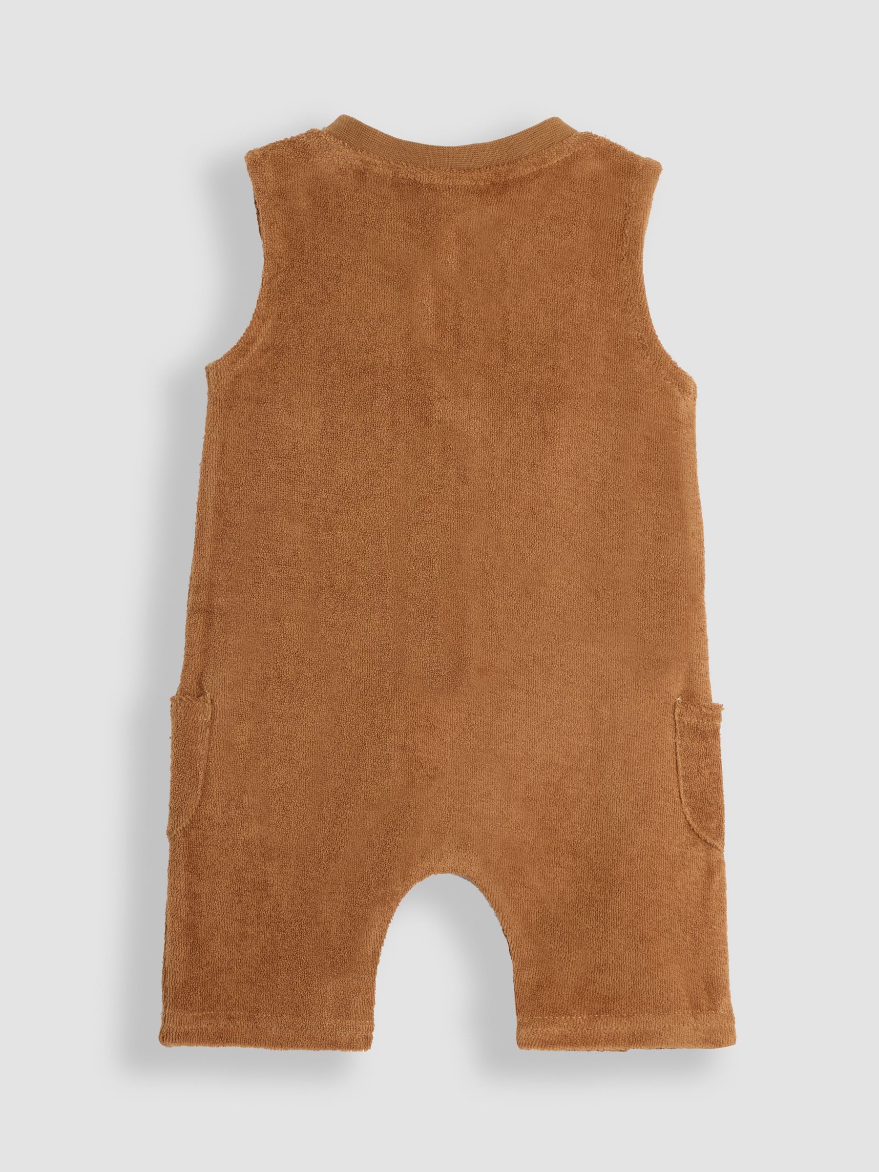Brown Giraffe Appliqué Sleeveless Towelling Romper