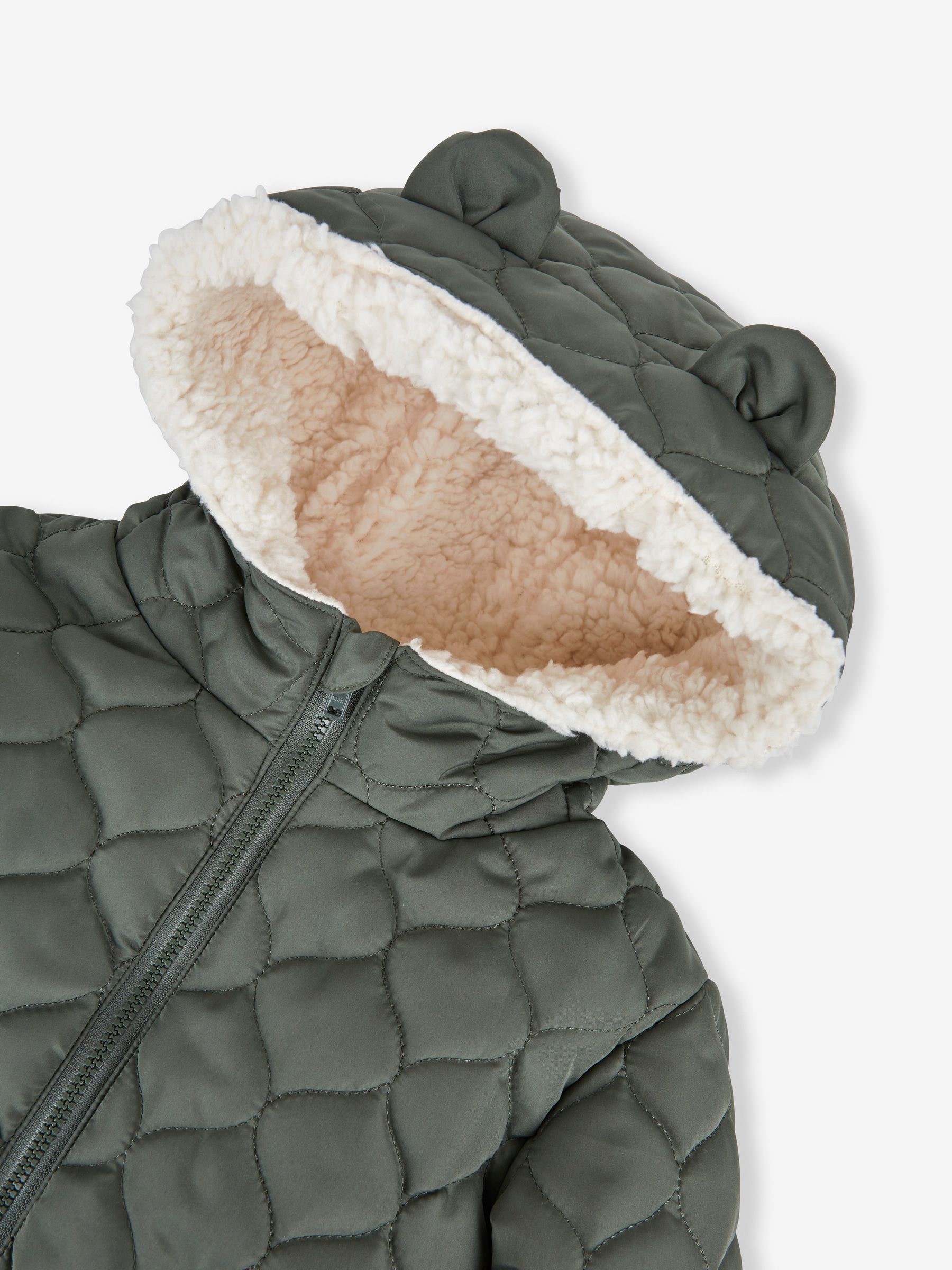 Khaki Quilted Puffer Jacket