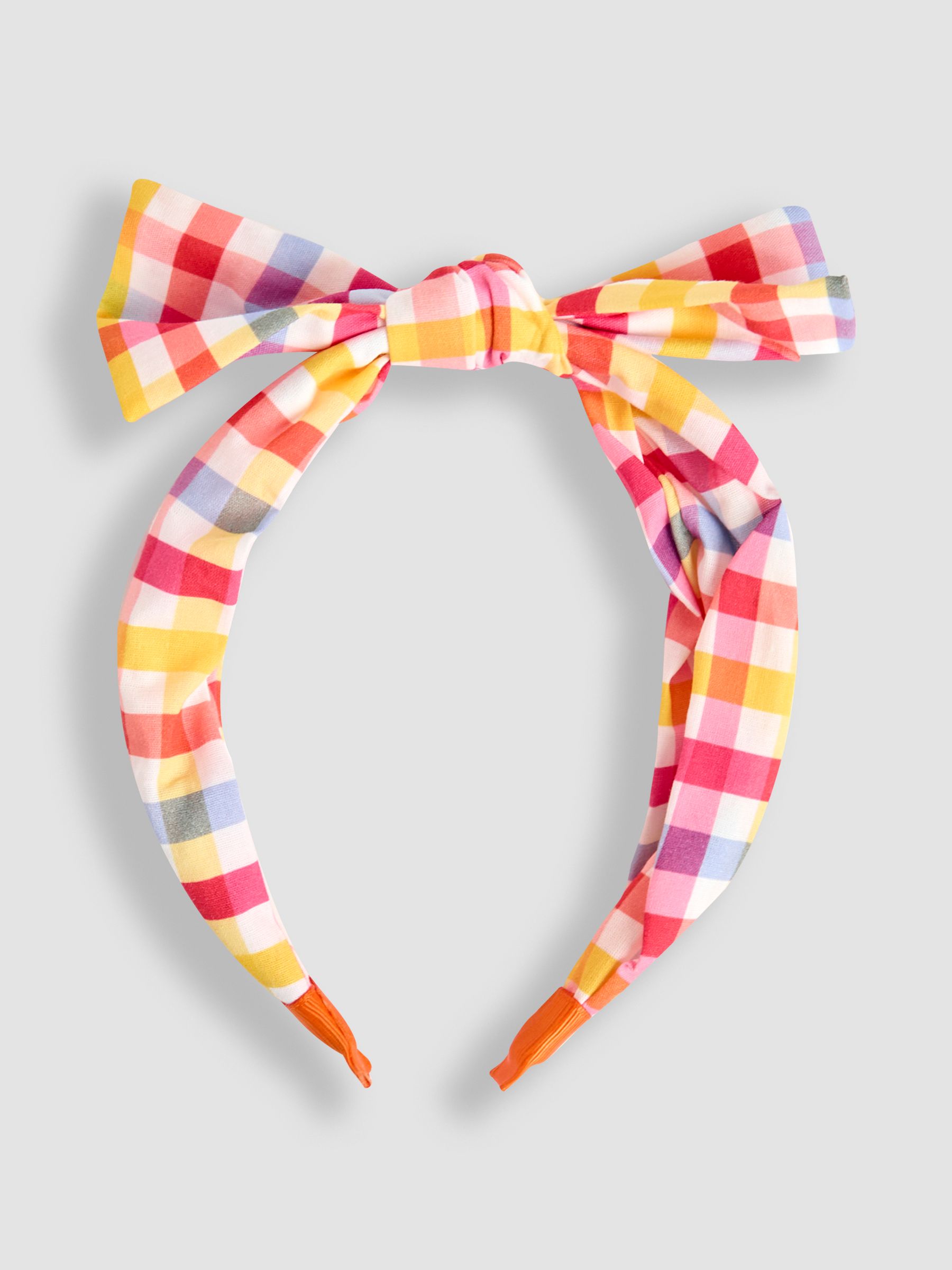 Coral Gingham Bow Hairband