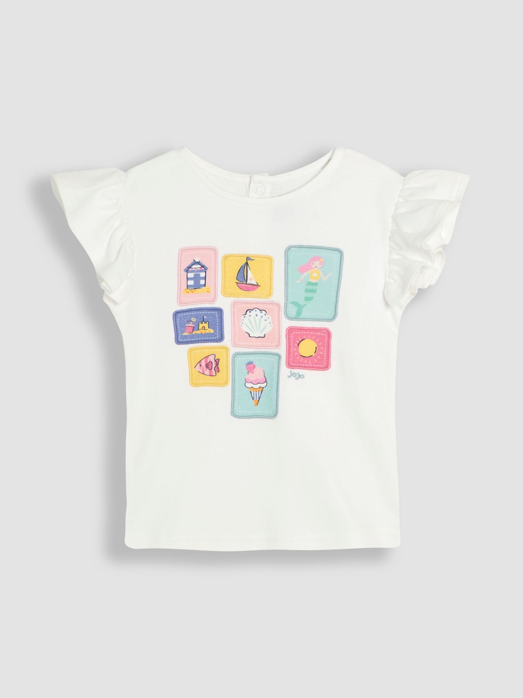 White Seaside Appliqué T-Shirt & Shorts Set 2 Piece
