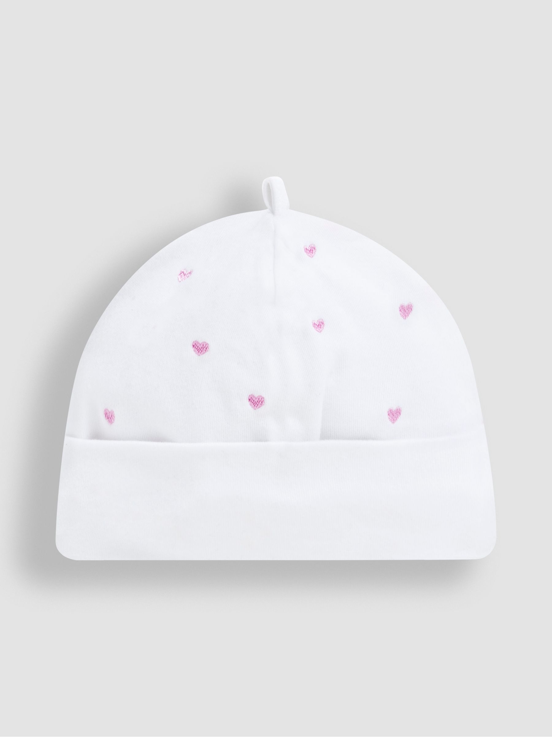 Cream 100% Organic Cotton Heart Embroidered Baby Hat
