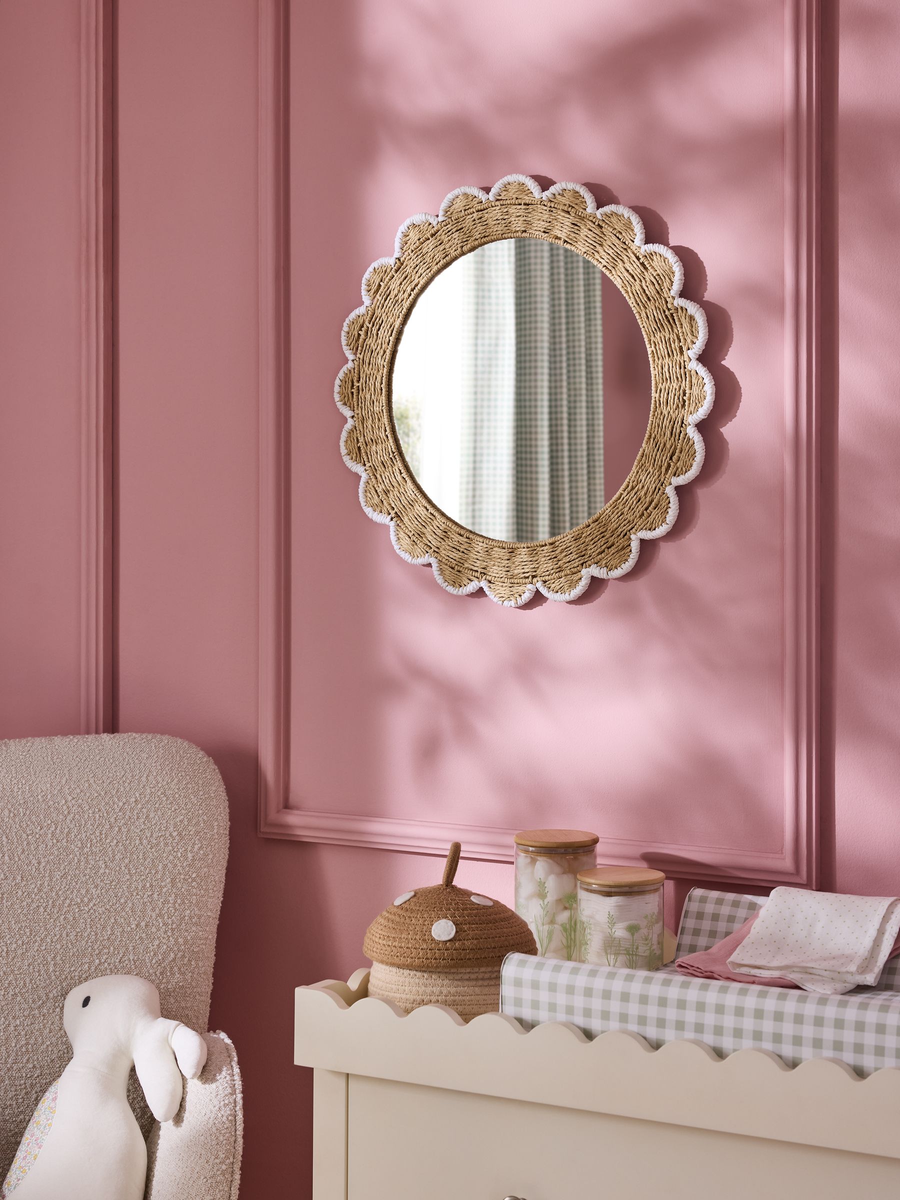 Natural & White Elodie Scallop Kids Mirror