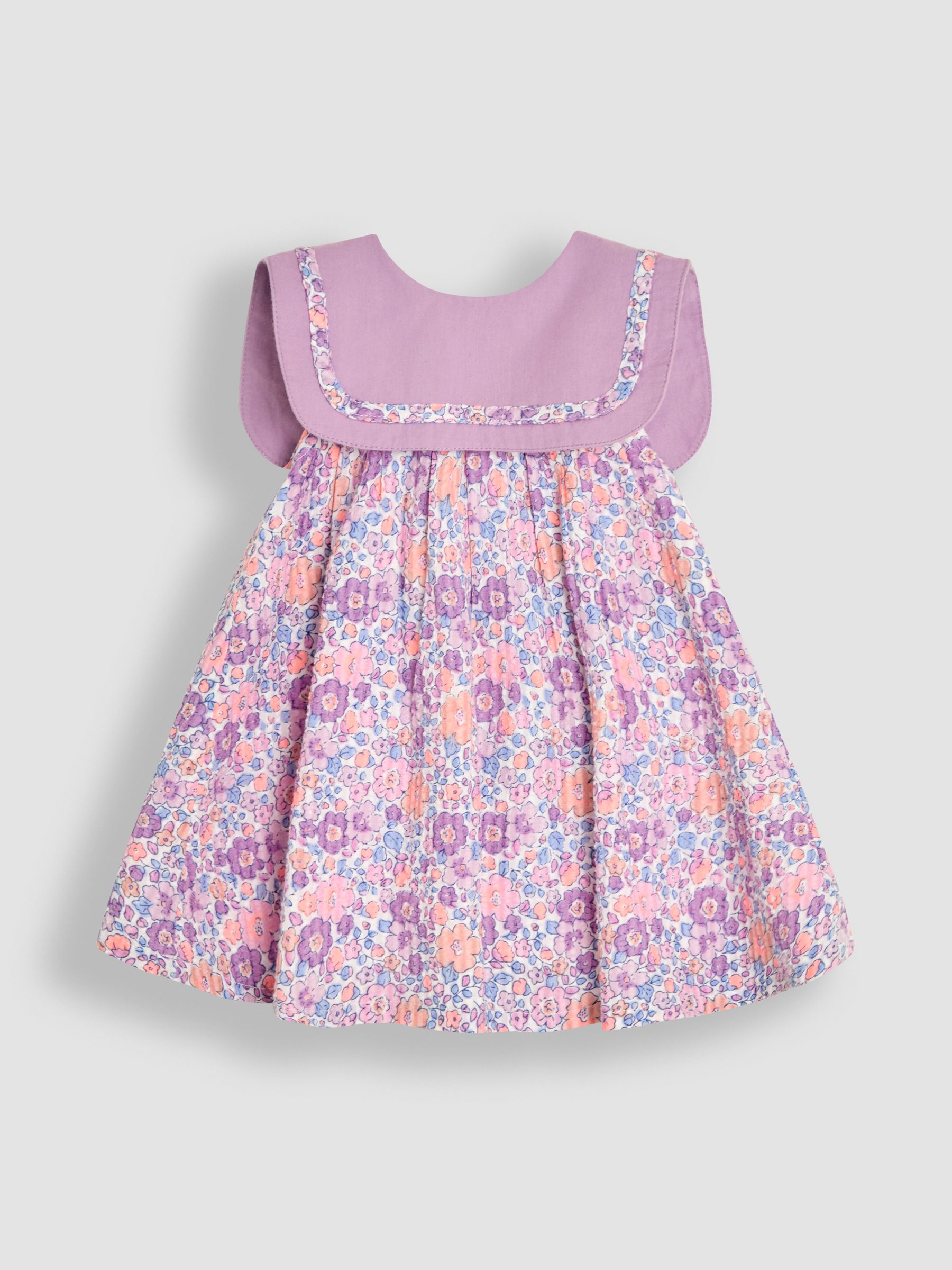 Lilac Purple Jungle Floral Sailor Front Baby Dress