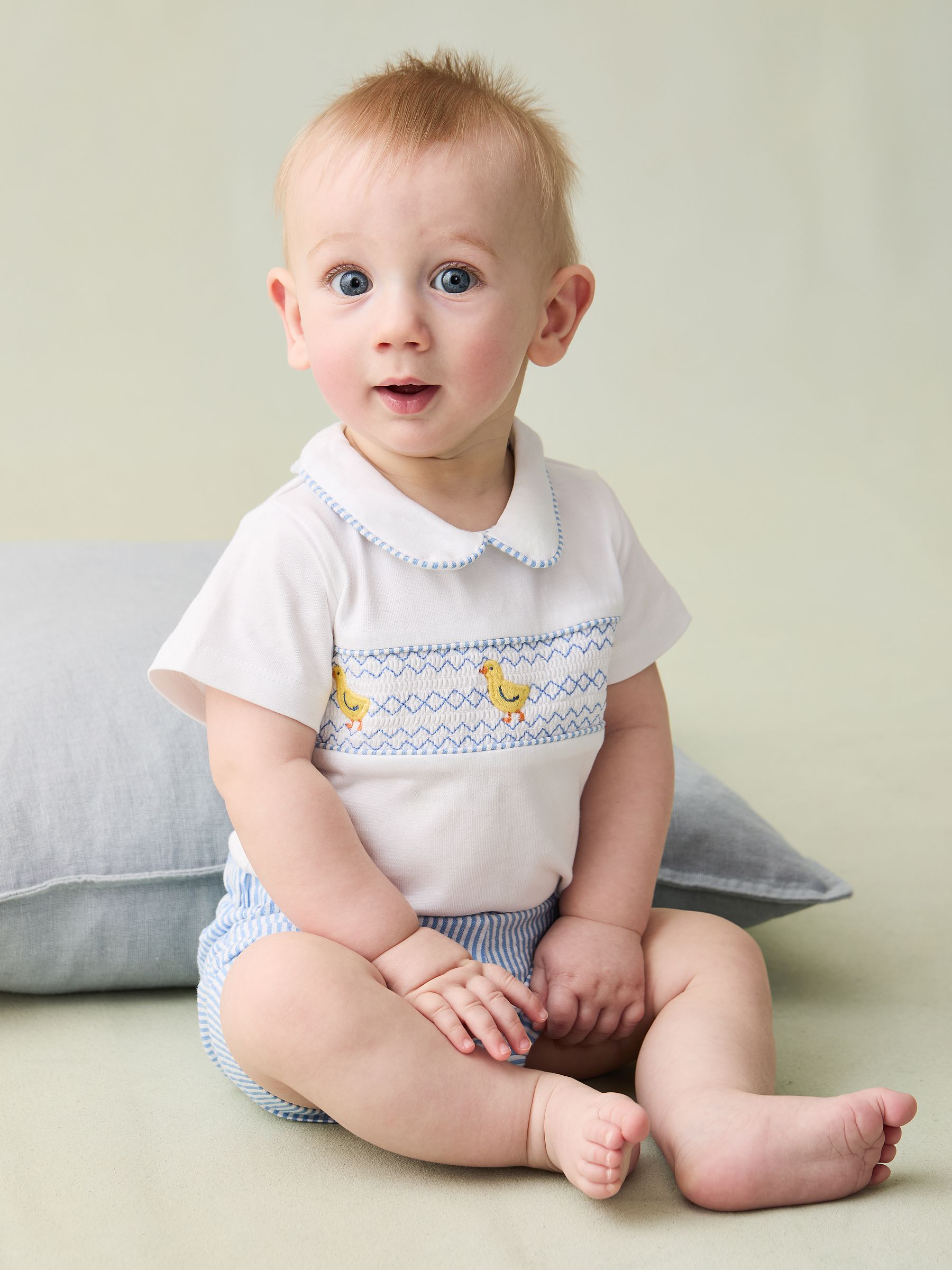Blue 2-Piece Chick Embroidered Body & Short Set