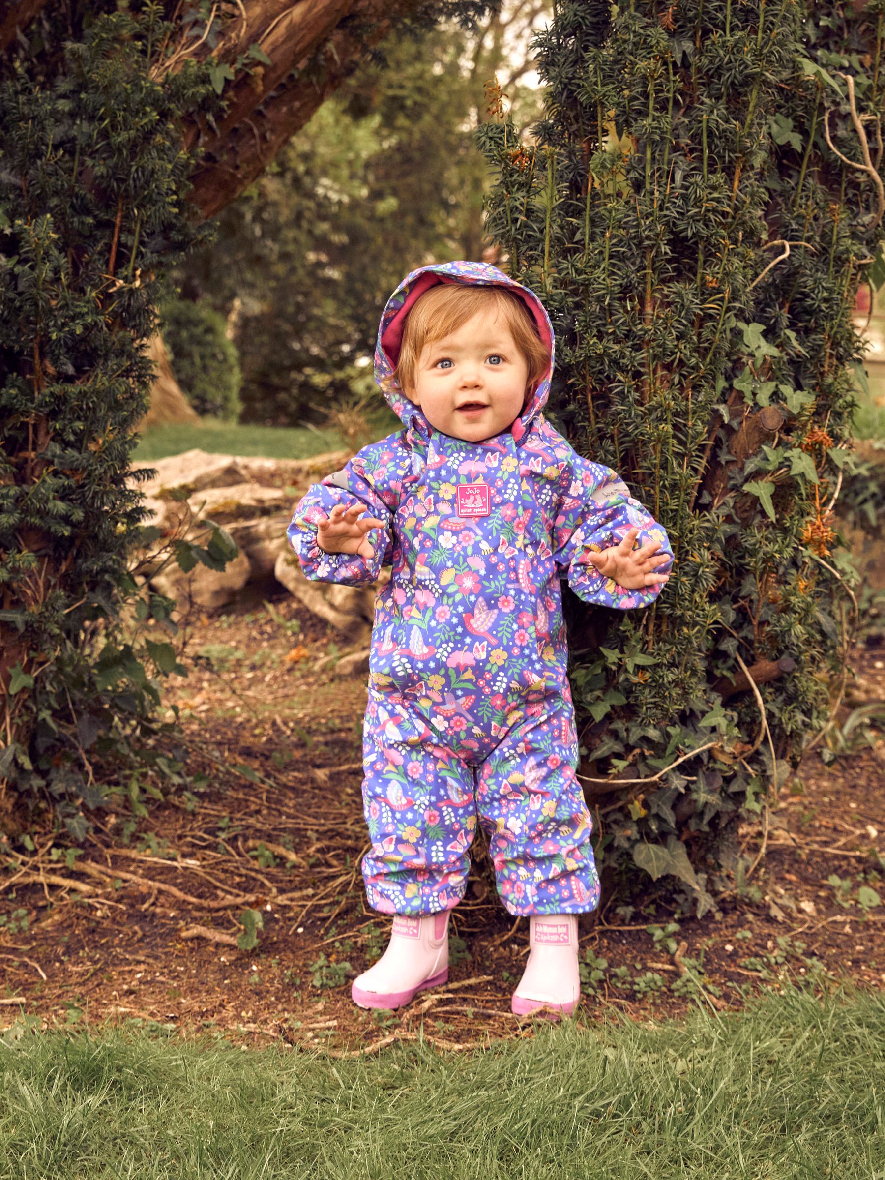 Purple Bird Floral Cosy Waterproof Puddlesuit