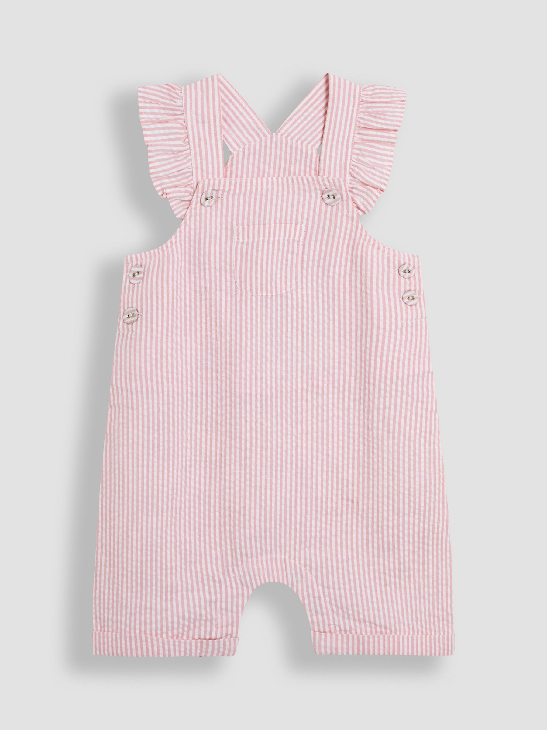 Pink 2-Piece Seersucker Stripe Dungarees & T-Shirt Set
