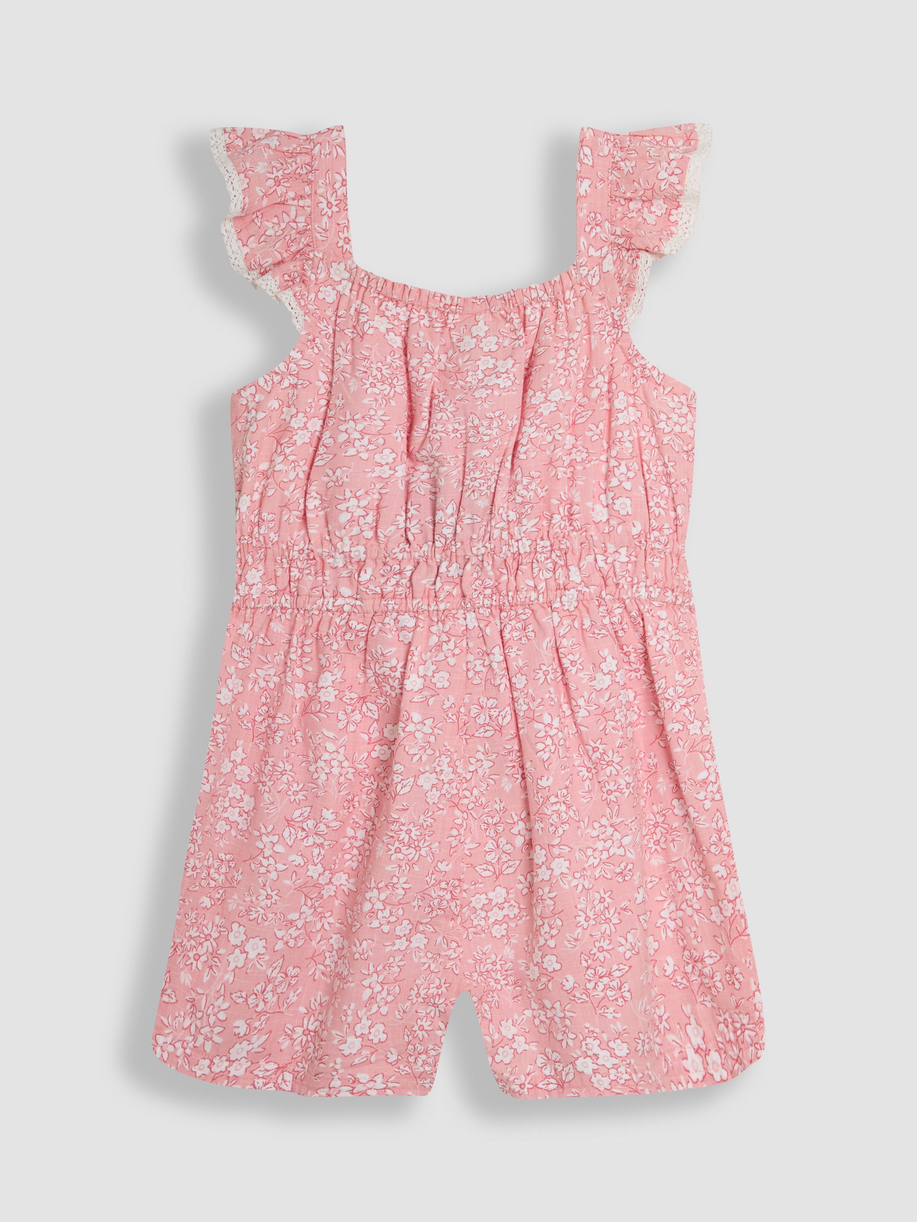 Pink Ditsy Floral Ruffle Shoulder Woven Playsuit