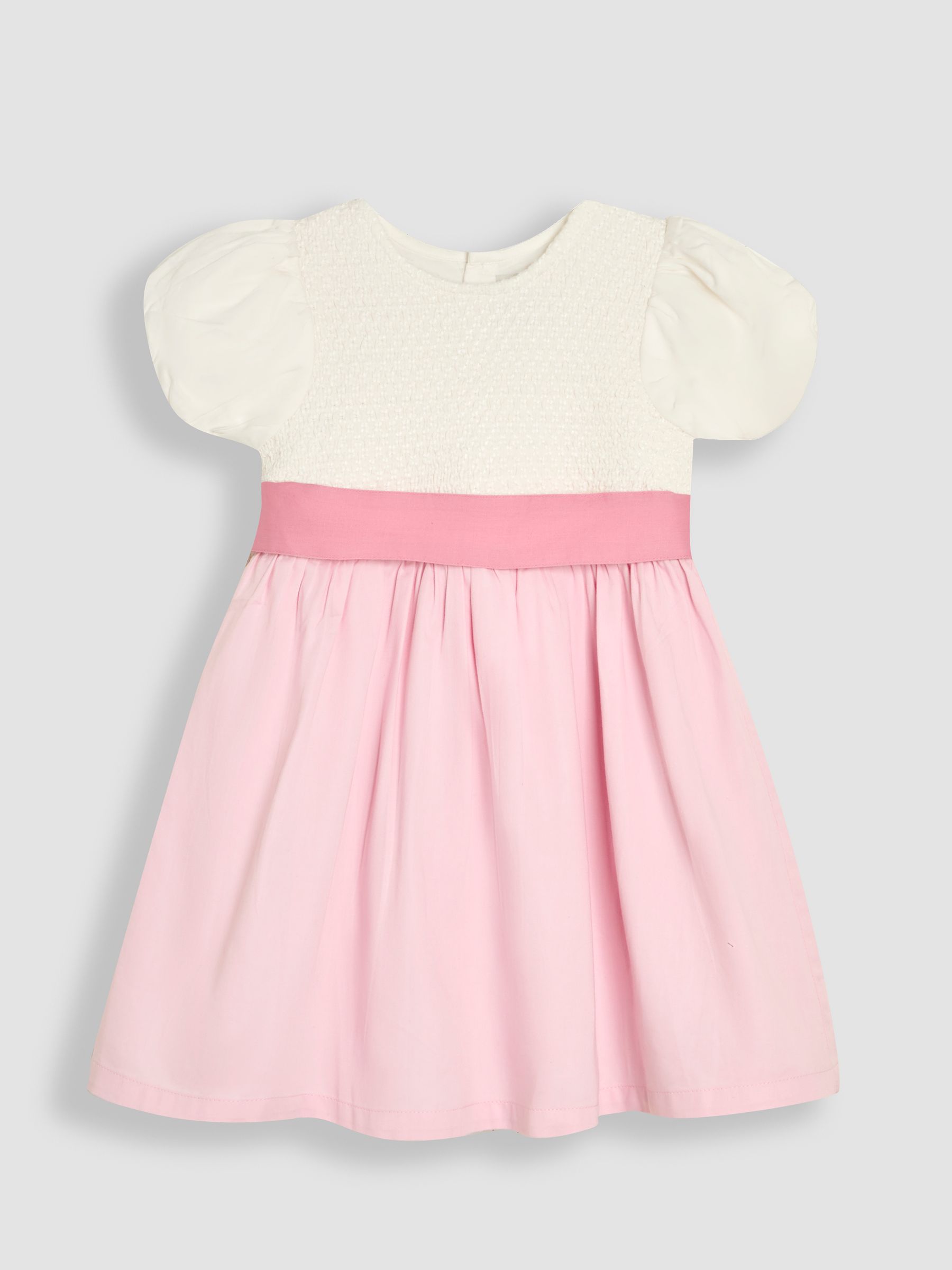 Pink Smocked Satin Party Dress