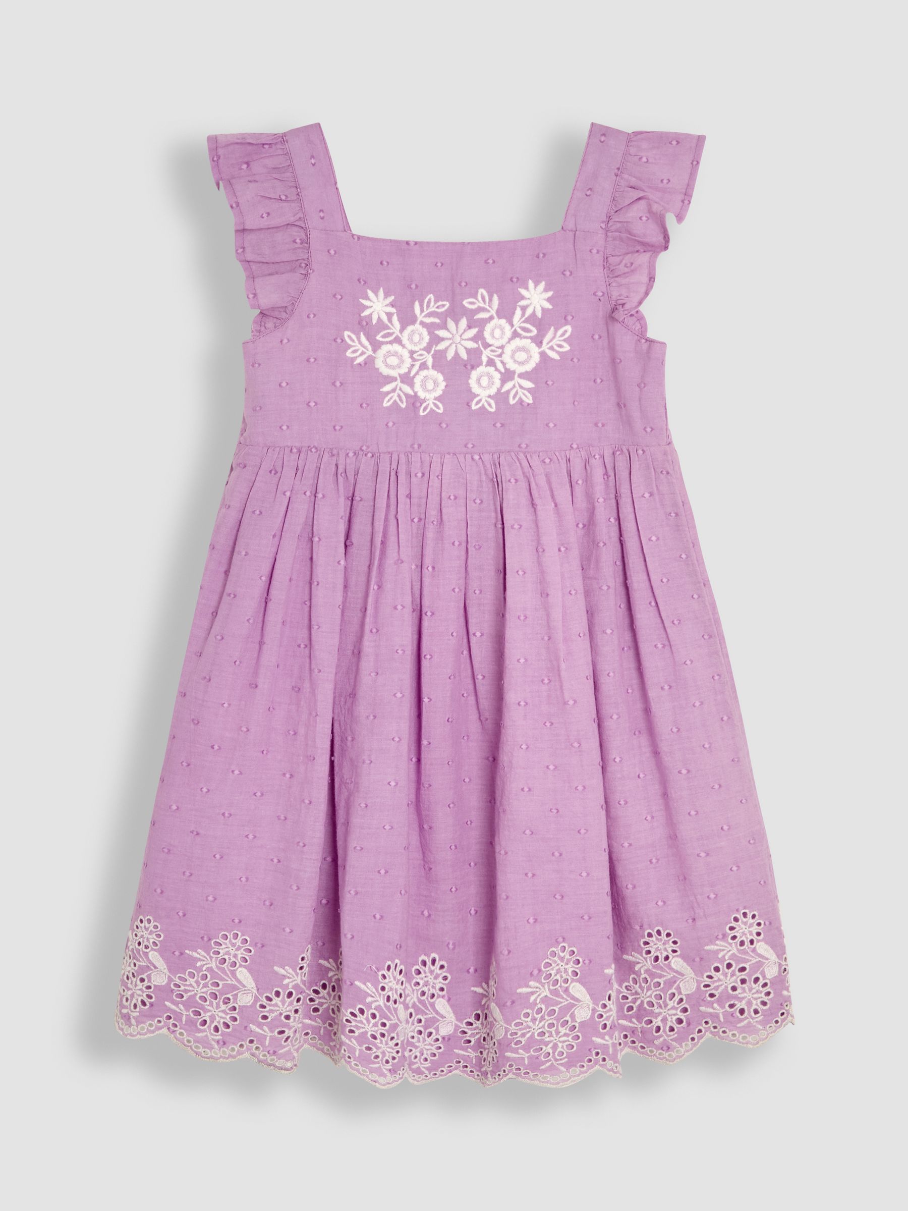Lilac Purple Broderie Frill Shoulder Dress
