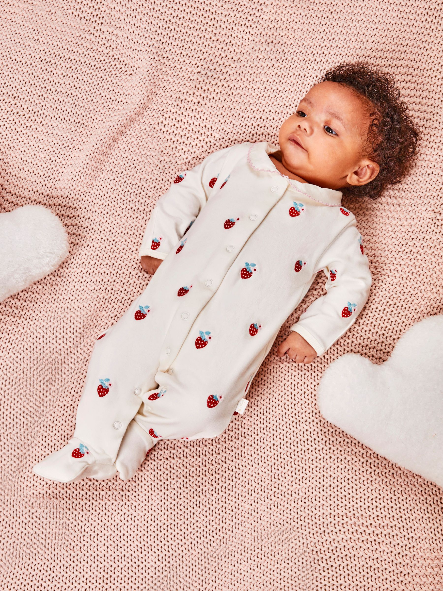 Strawberry Baby Personalised Embroidered Cotton Sleepsuit