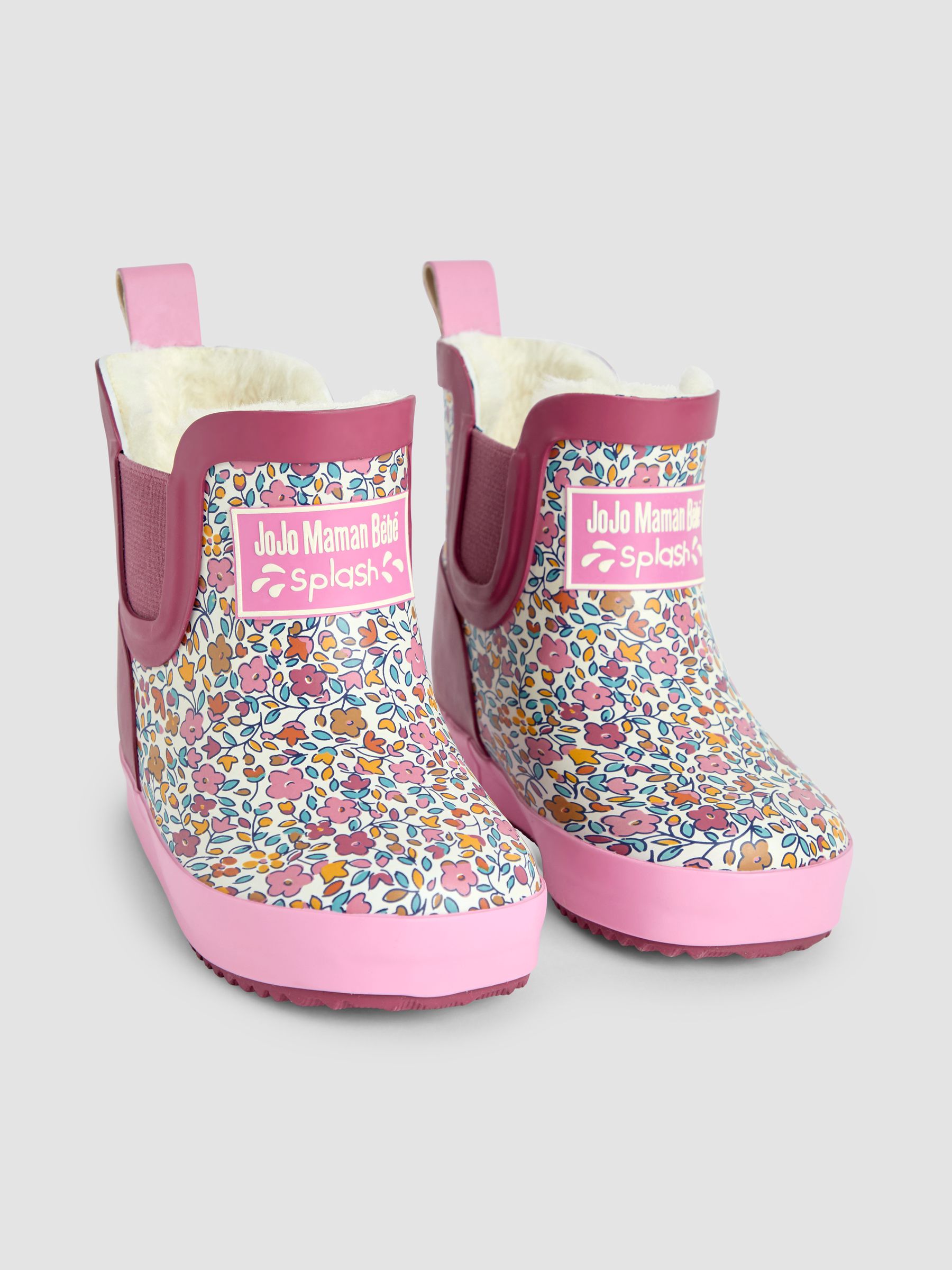 Pink Ditsy Cosy Lined Fox Print Ankle Wellies