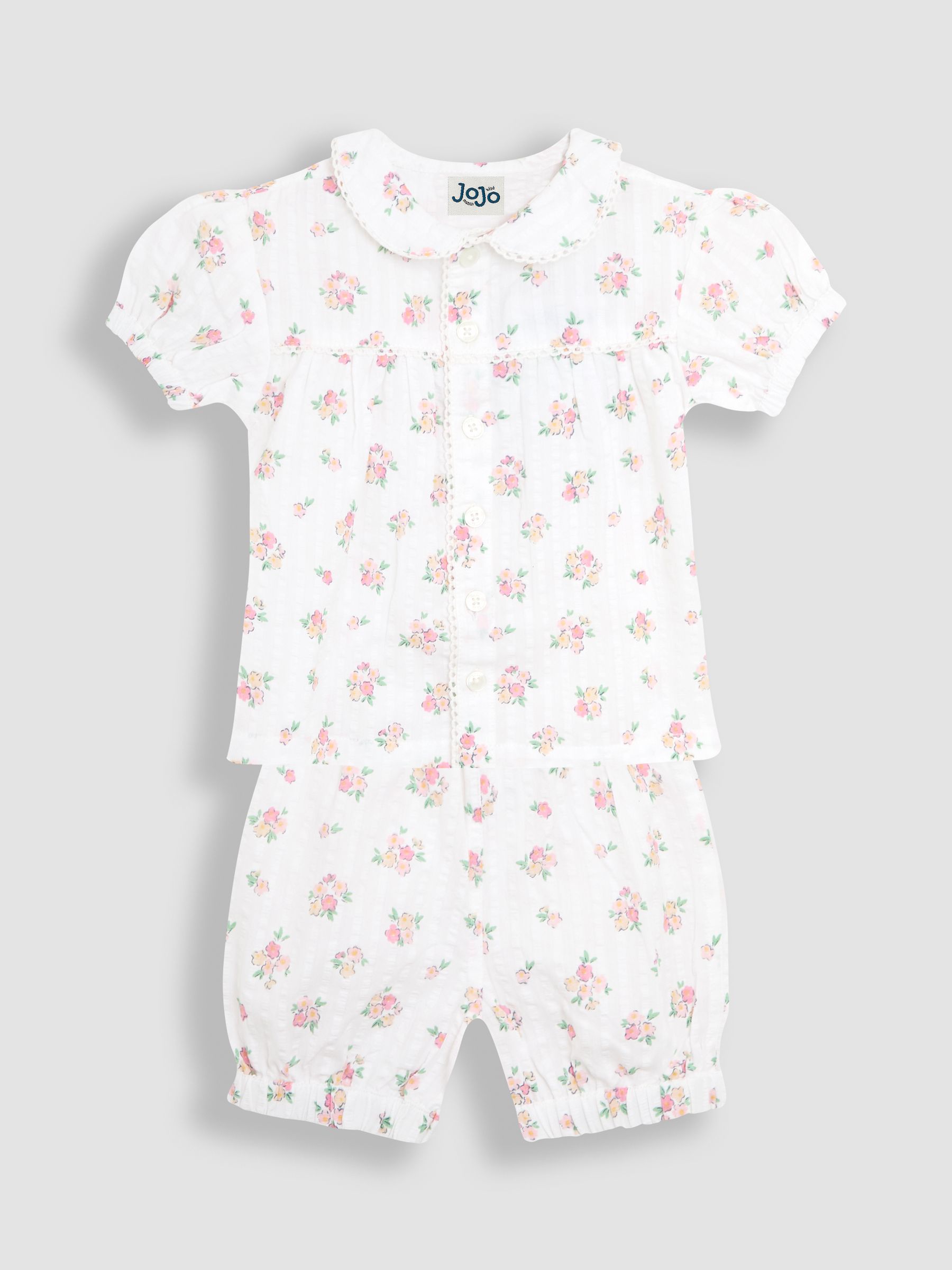 Cream Print Woven Seersucker Pyjamas
