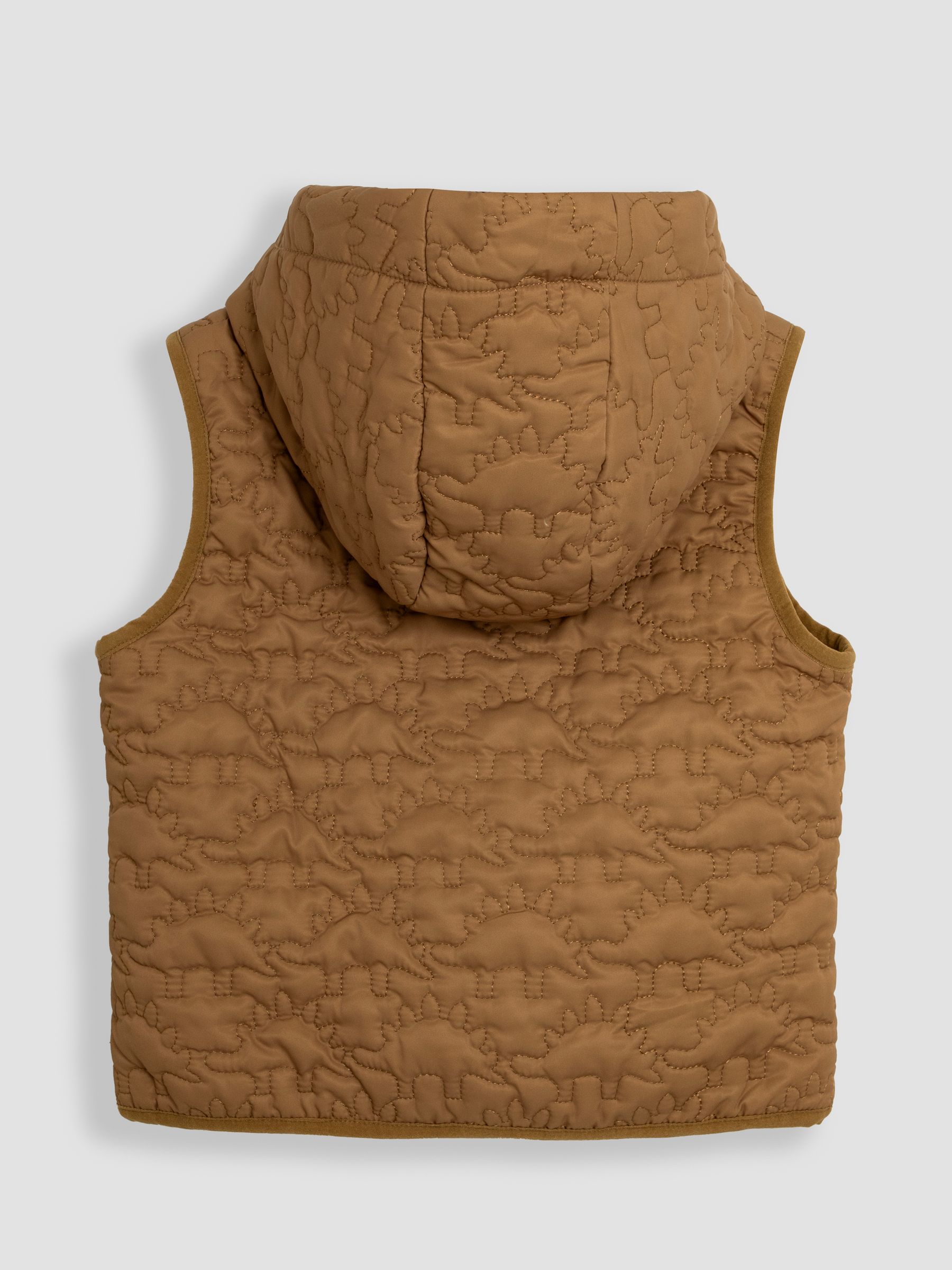 Brown Dinosaur Quilted Puffer Gilet