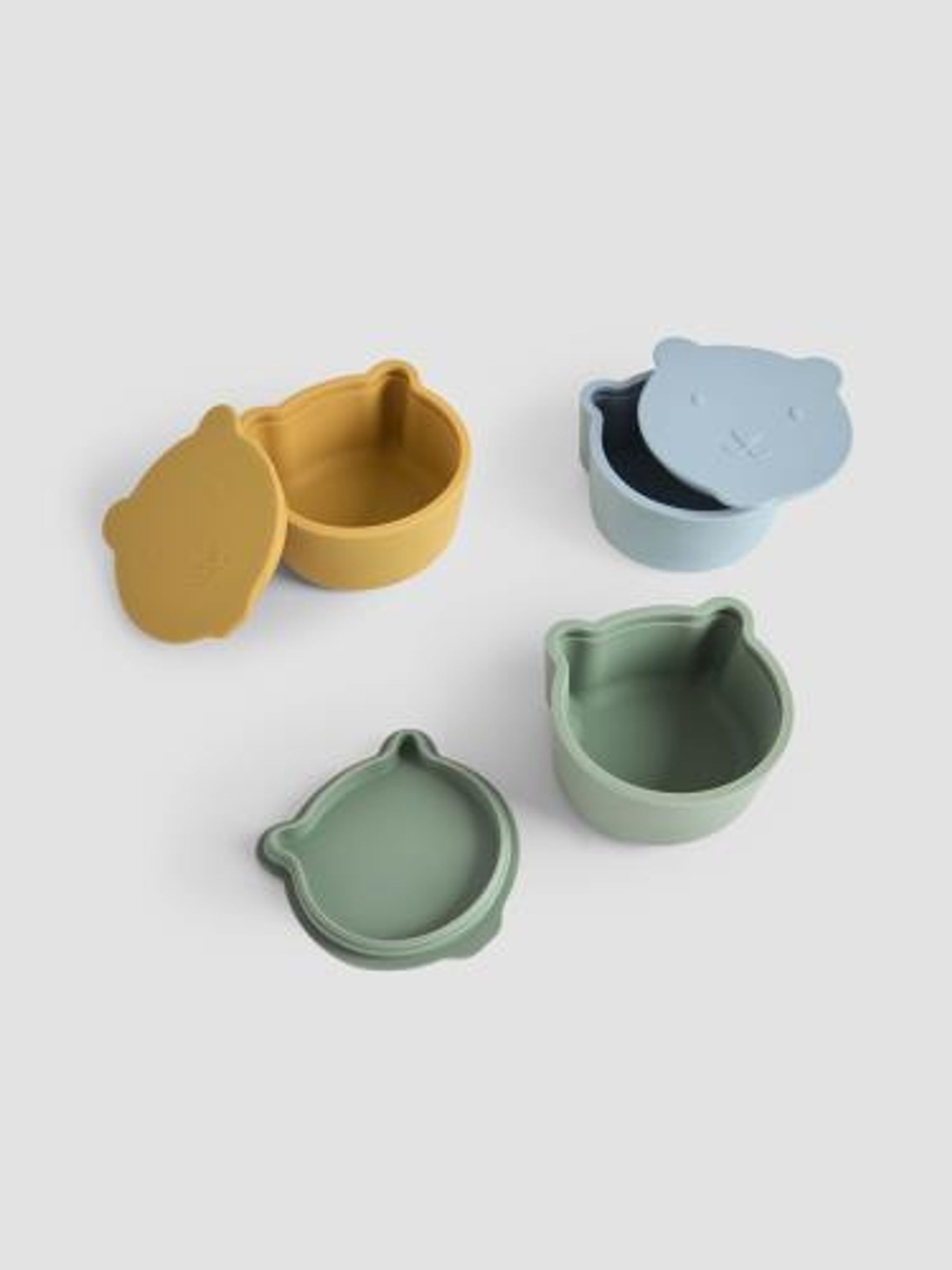 Set of 3 Bear Silicone Snack Pots