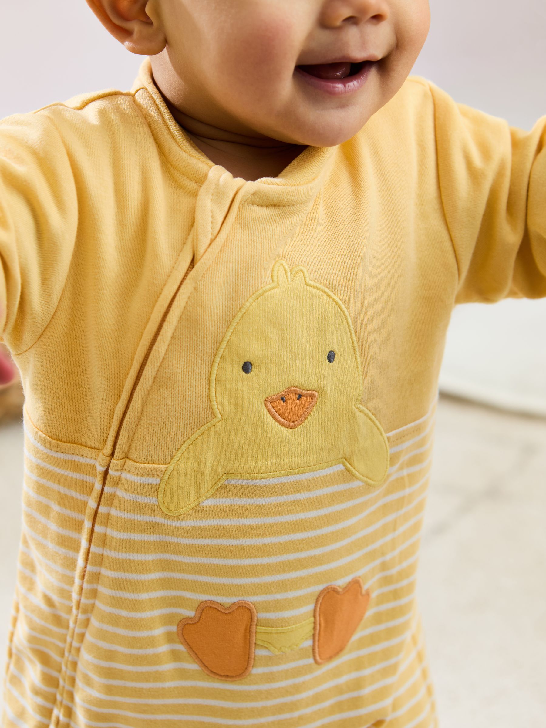Yellow Cotton Footed Appliqué Zip 100% Cotton Sleepsuit