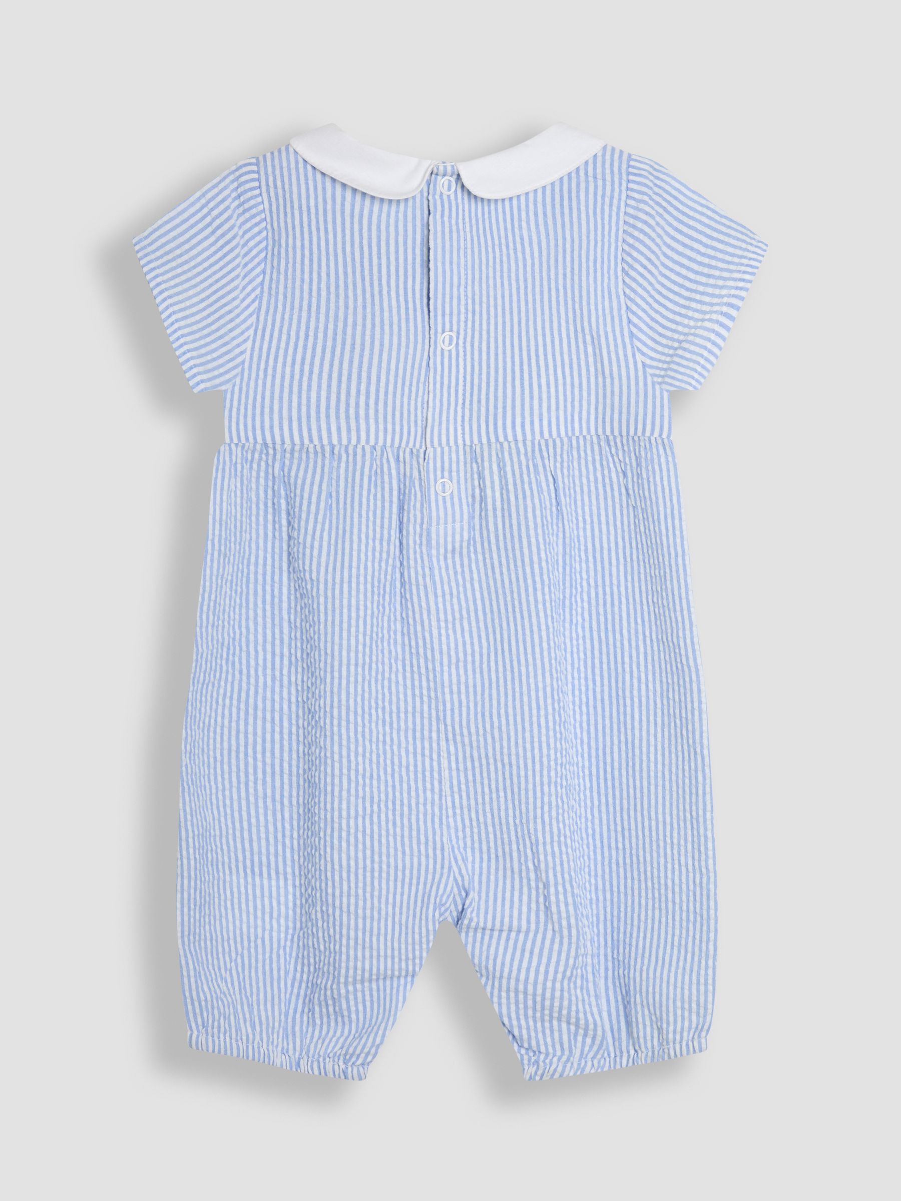 Blue Embroidered Smock Romper