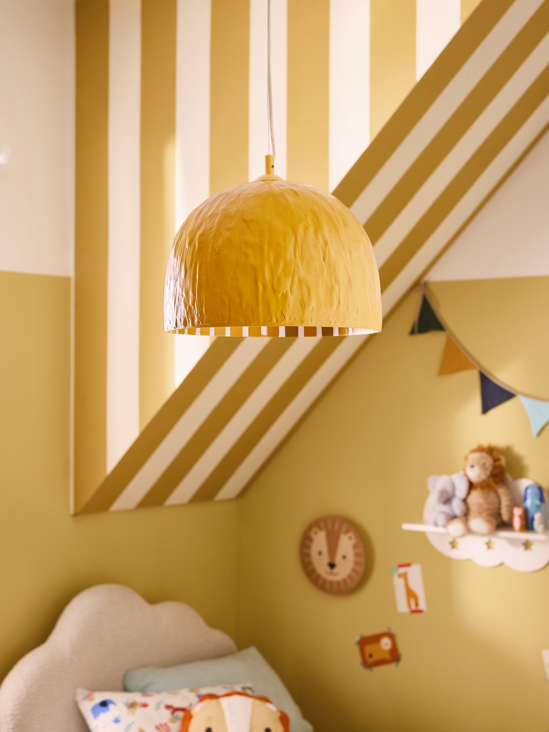 Ochre Yellow Asta Stripe Pendant Light