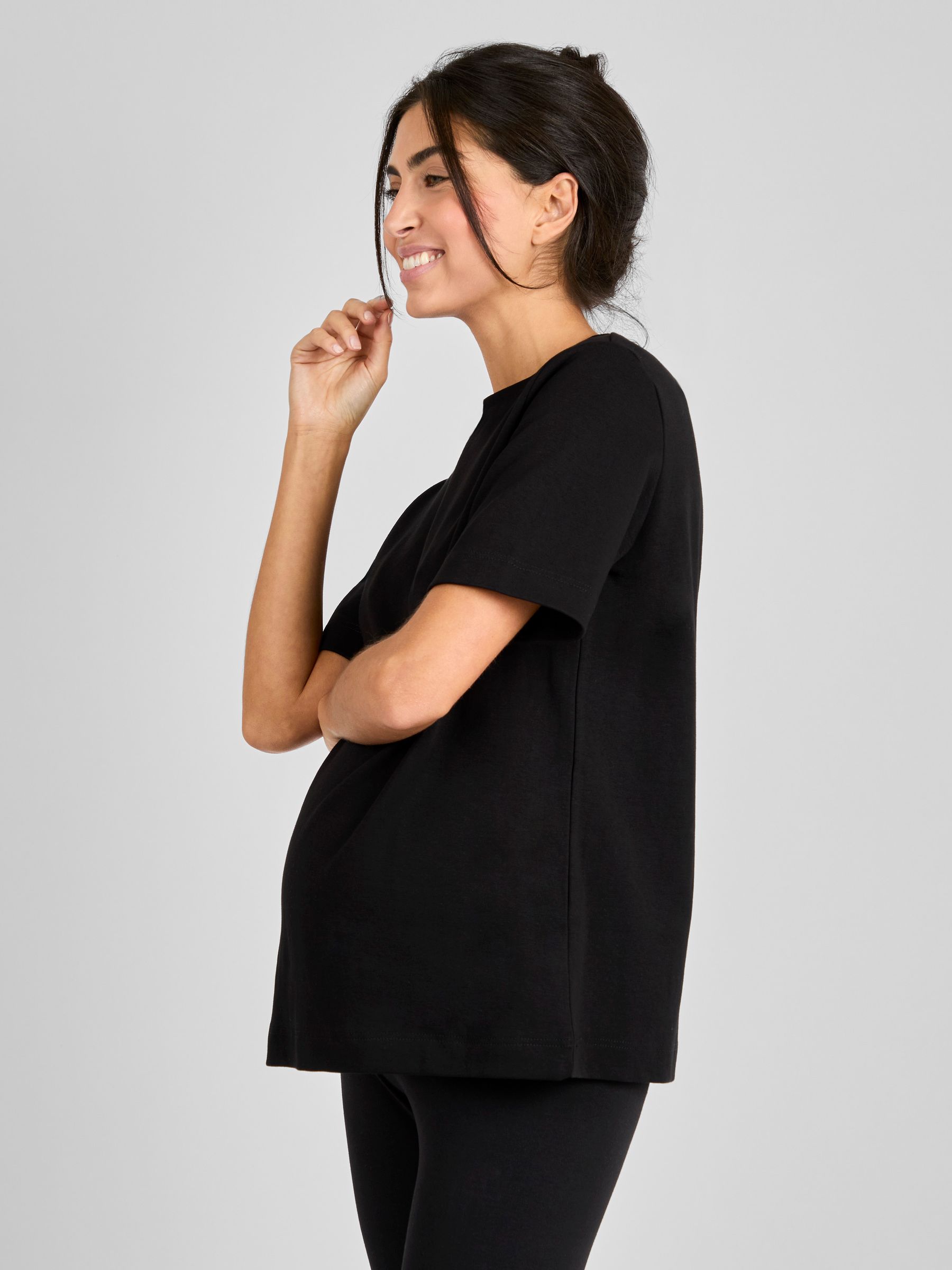 Black Oversized Boyfriend Maternity T-Shirt