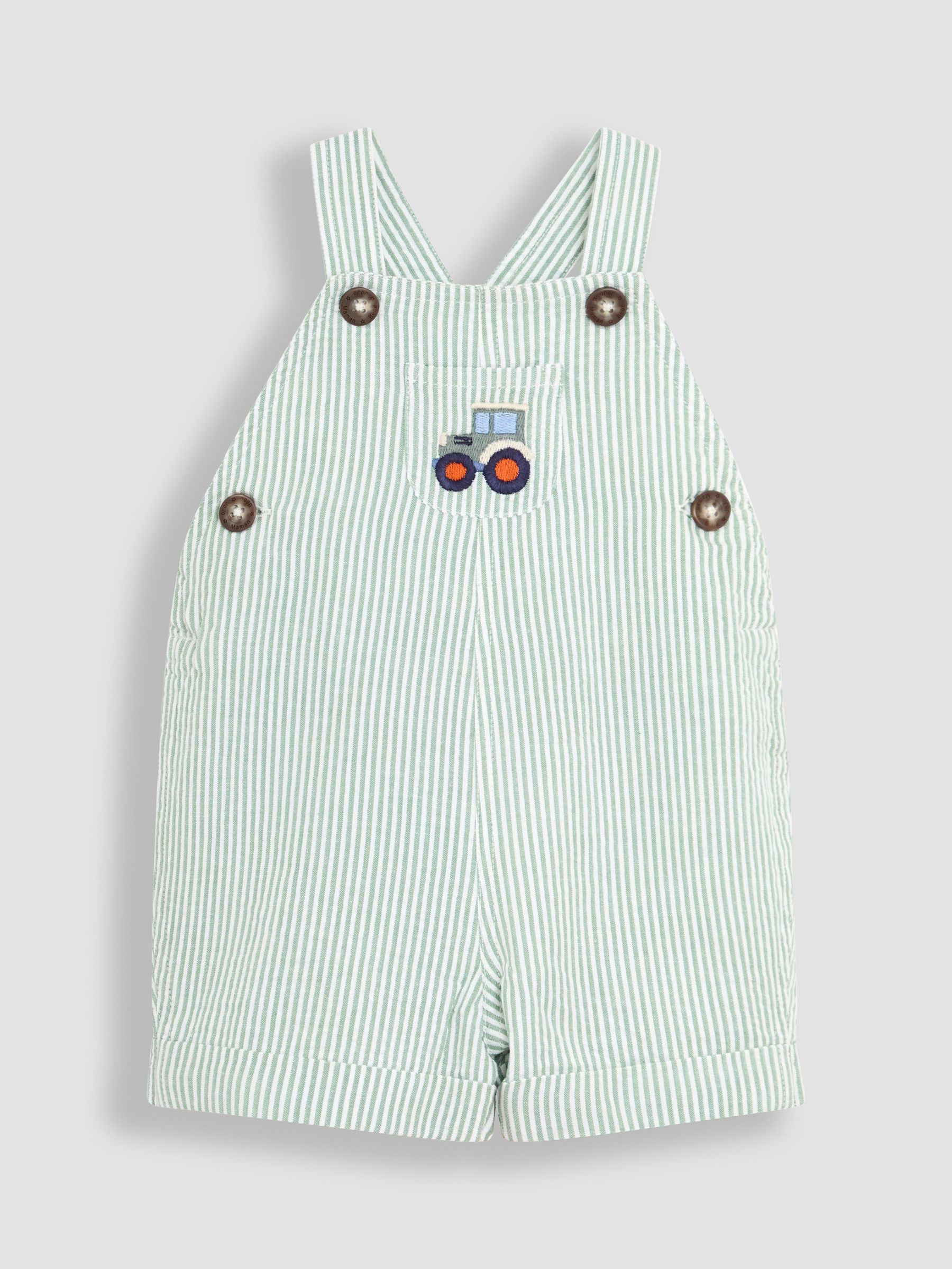 Sage Green Tractor Pocket Seersucker Dungarees
