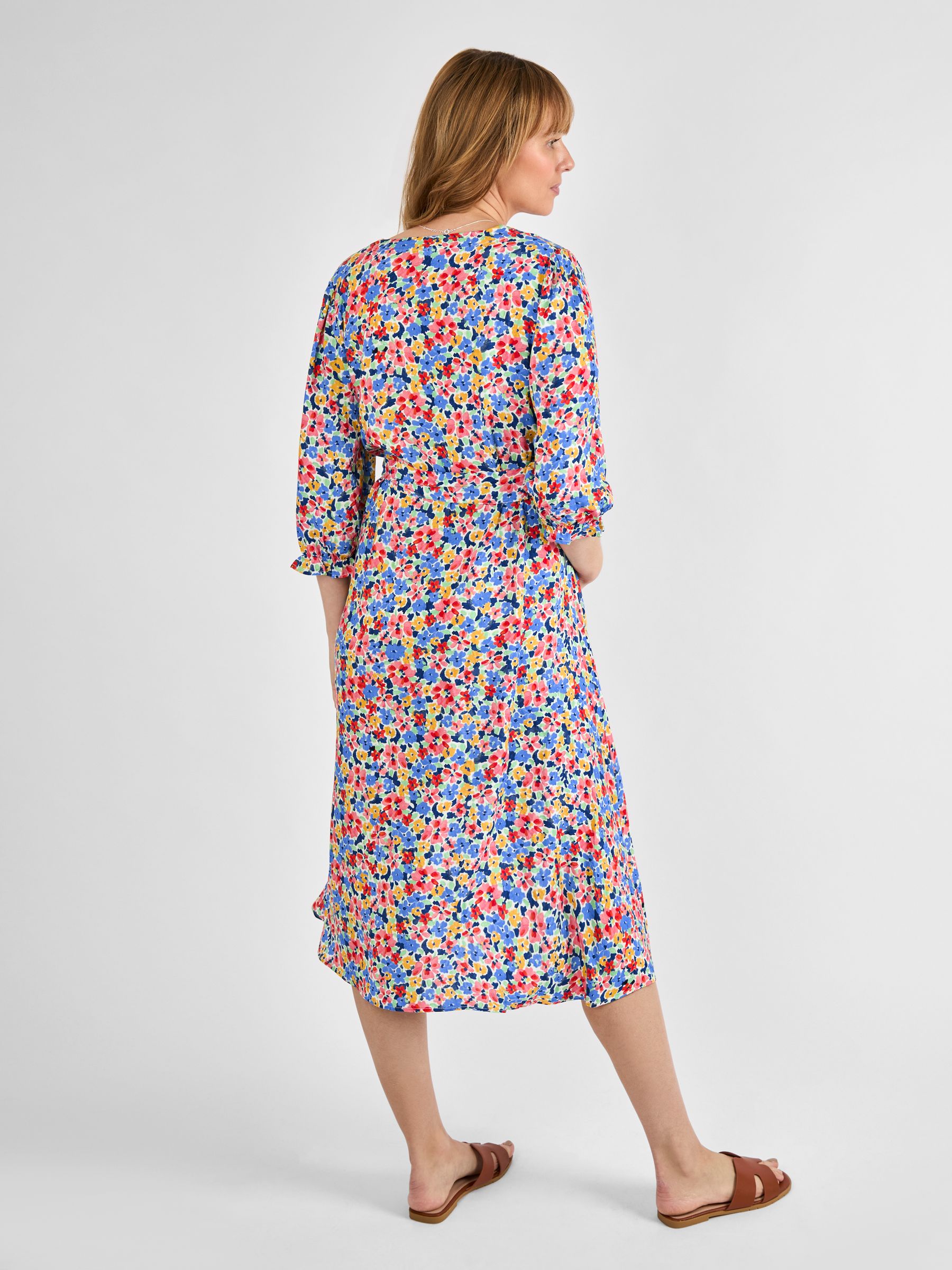Multi Floral Button Through Maternity Midi Dress