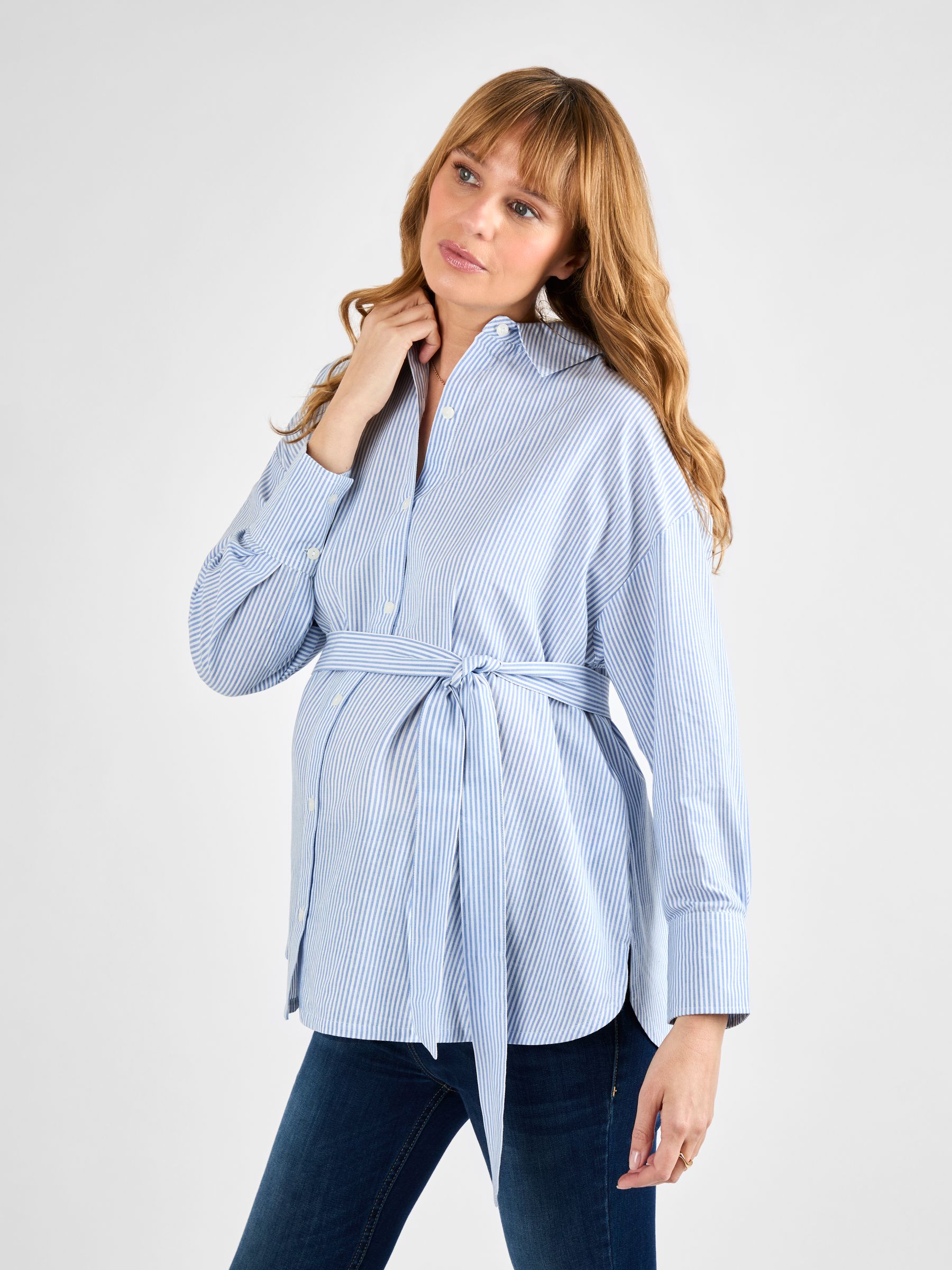 Blue Stripe Maternity Shirt