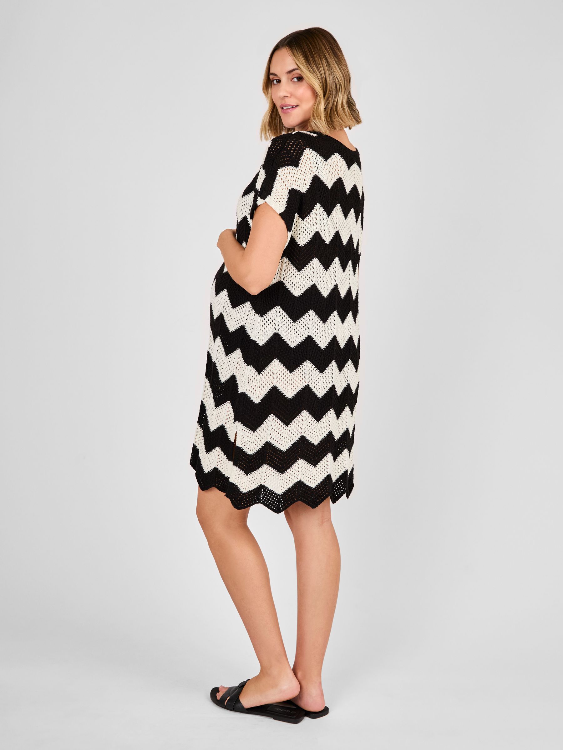 Cream Maternity Knitted Beach Cover-Up Dress