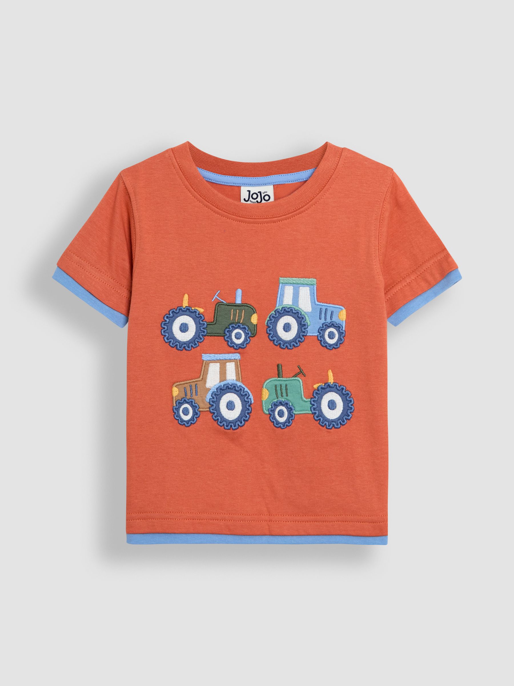 Orange Tractor 100% Cotton Appliqué T-Shirt