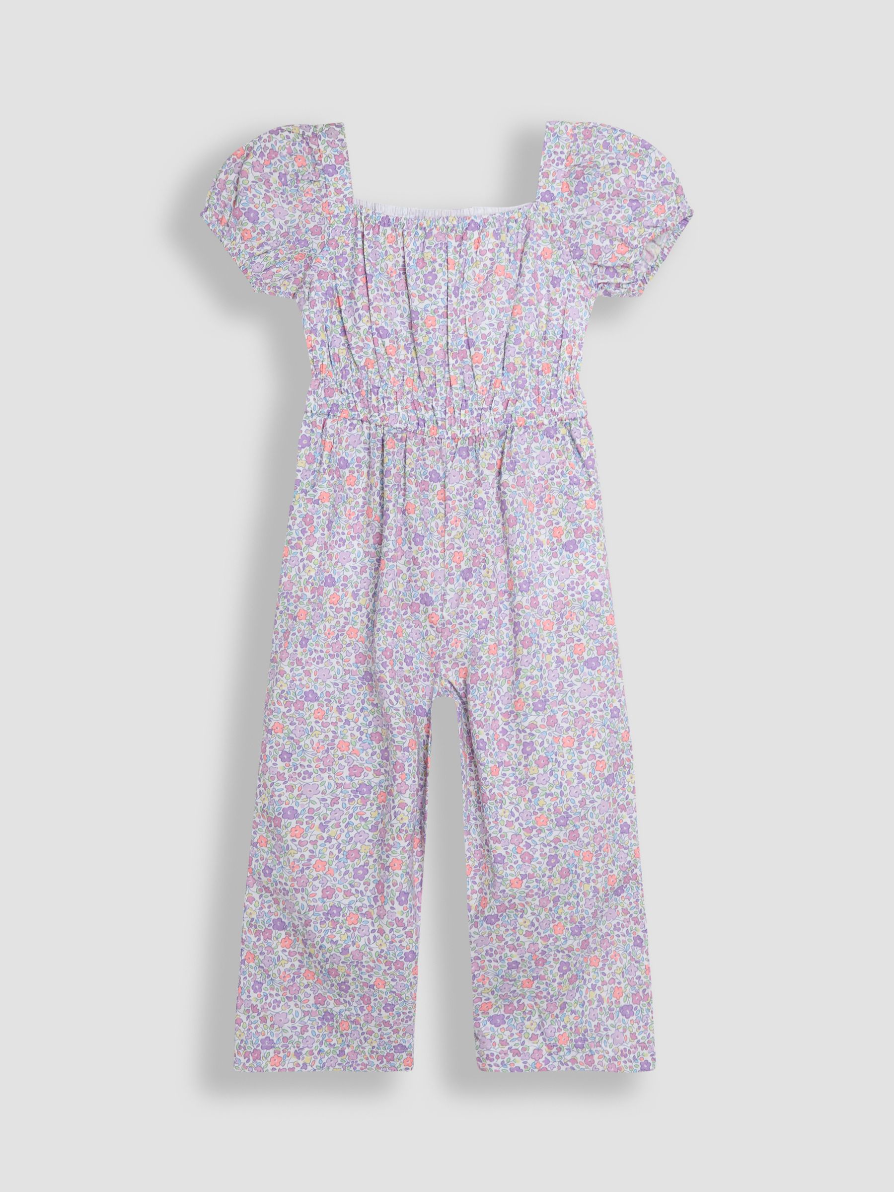 Lilac Purple Ditsy Floral Print Puff Sleeve Jumpsuit