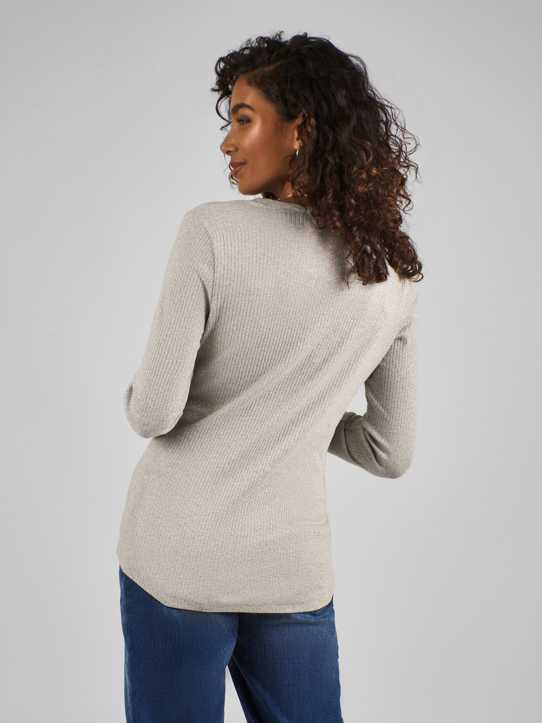 Marl Grey Popper Front Jersey Maternity Top