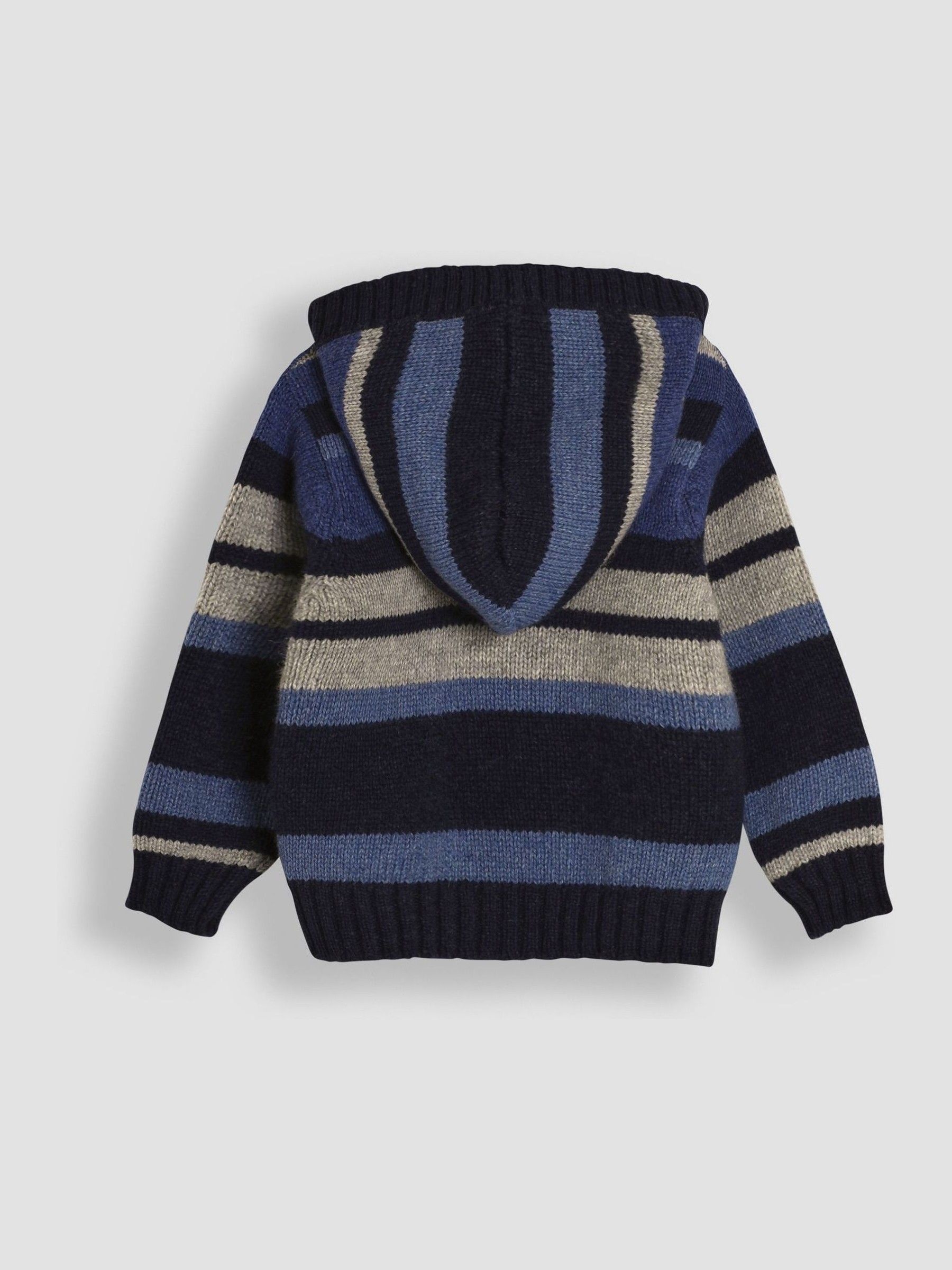 Blue Striped Hooded Jumper