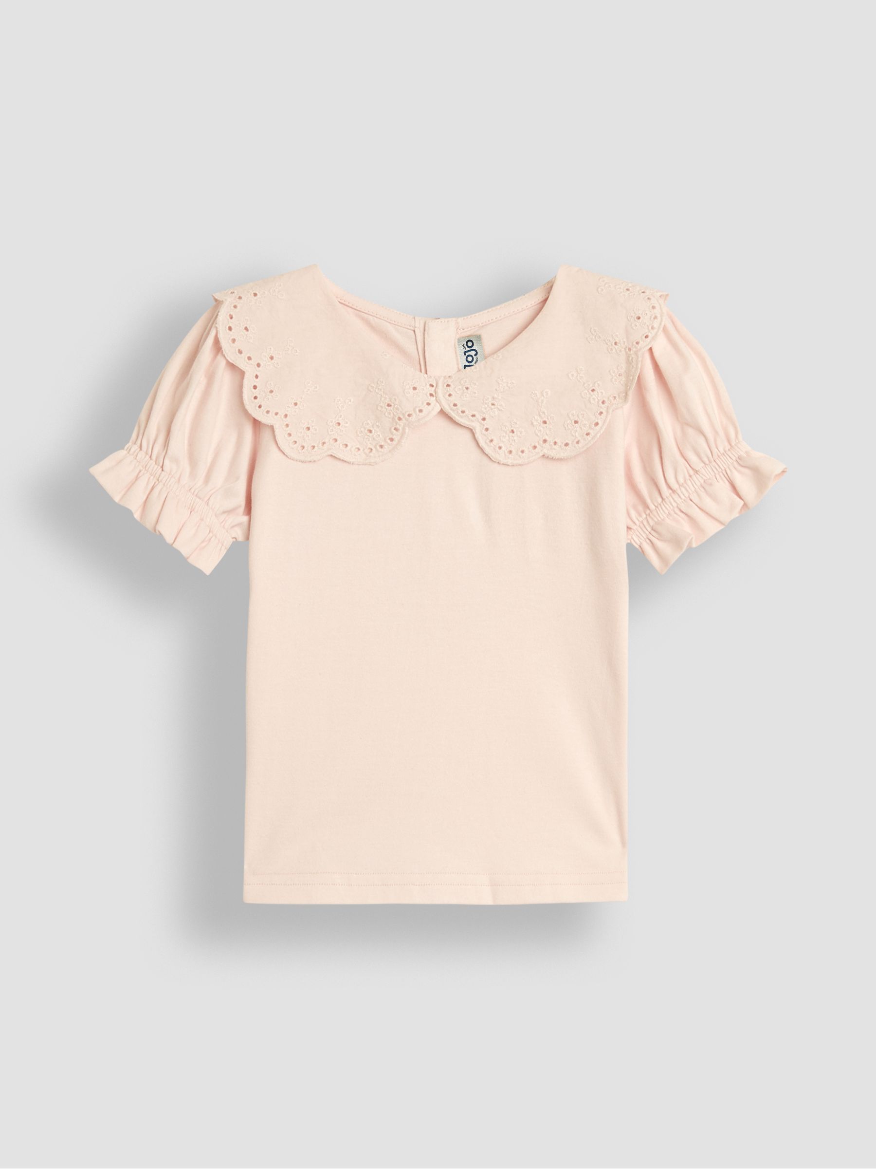 Pink Broderie Collar T-Shirt