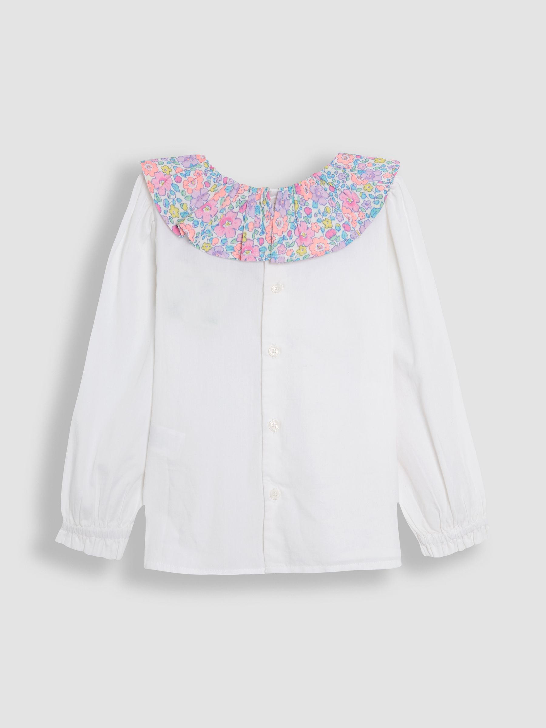 Cream Floral Ruffle Collar Top
